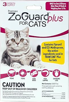 ZoGuard Plus Flea and Tick Prevention for Small Cats Flea & Tick Prevention for Cats Over 1.5lbs 3 Doses