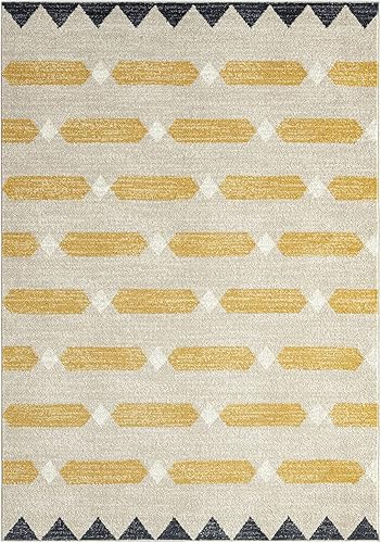 Miniatura 2 de Abani Alfombra de transición contemporánea de 7 pies 9 pulgadas x 10 pies 2 pulgadas (8 x 10 pies), no se desprende, color amarillo y crema