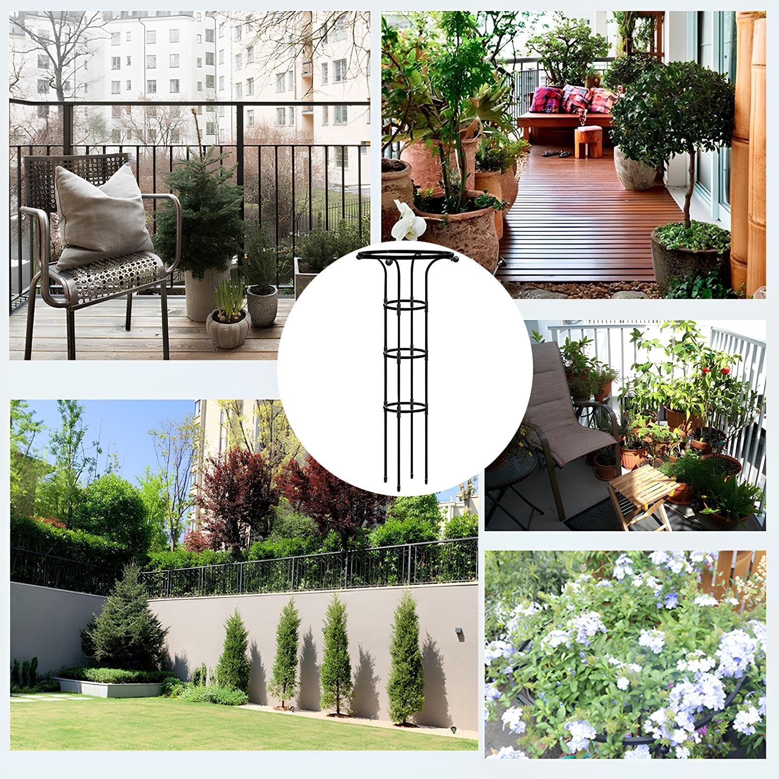 185cm Griglia Da Giardino - Supporti Verticali Stabili Per Piante Rampicanti - Traliccio A Ombrello Con Struttura A Gabbia - Per Vite Rosa Clematide Ortensie(Black,D25cmxH125cm)