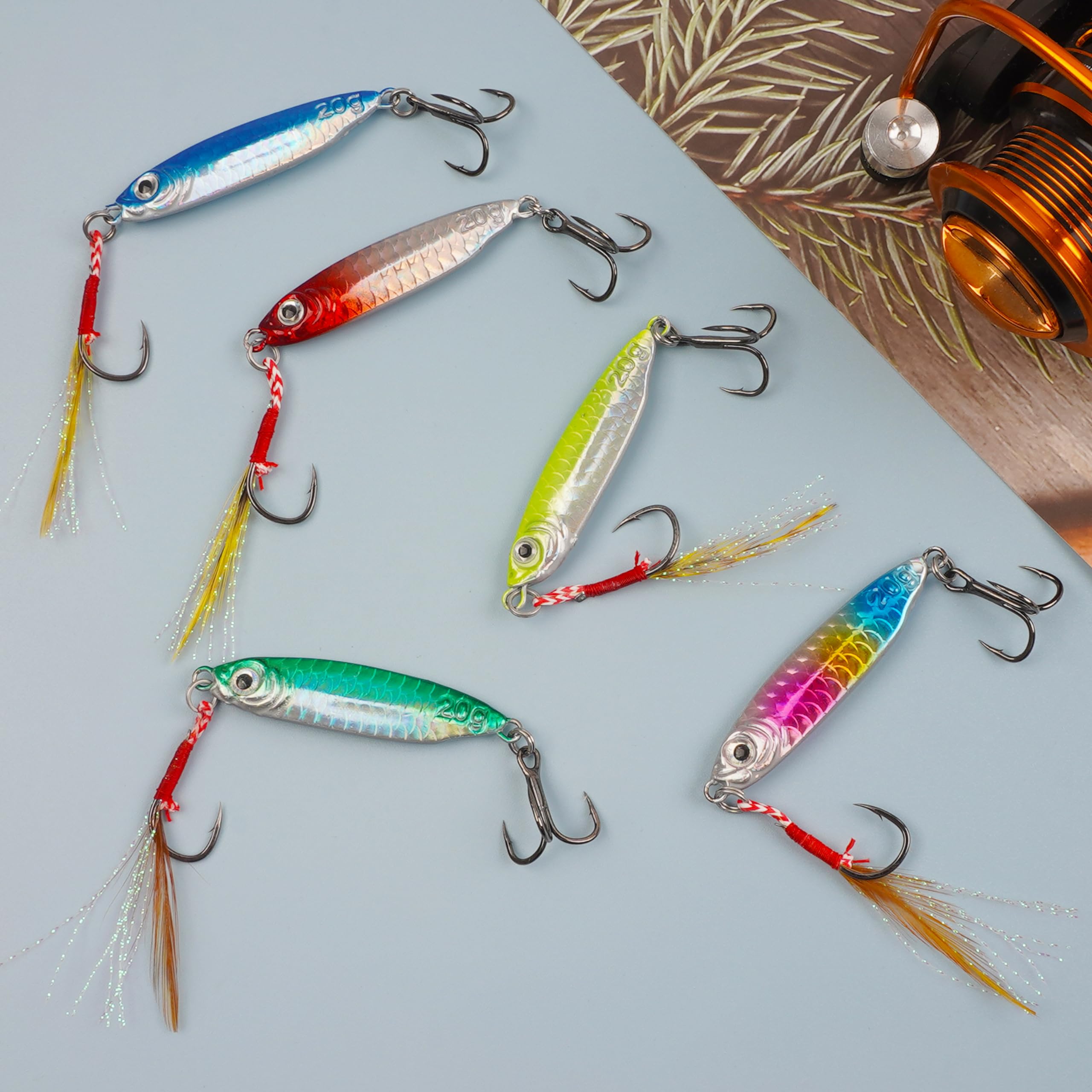 Salzwasser Jigs Löffel, Metall, Jigging, Angelköder, sinkende Metalllöffel, Mikro-Jigging-Köder, 5 Stück