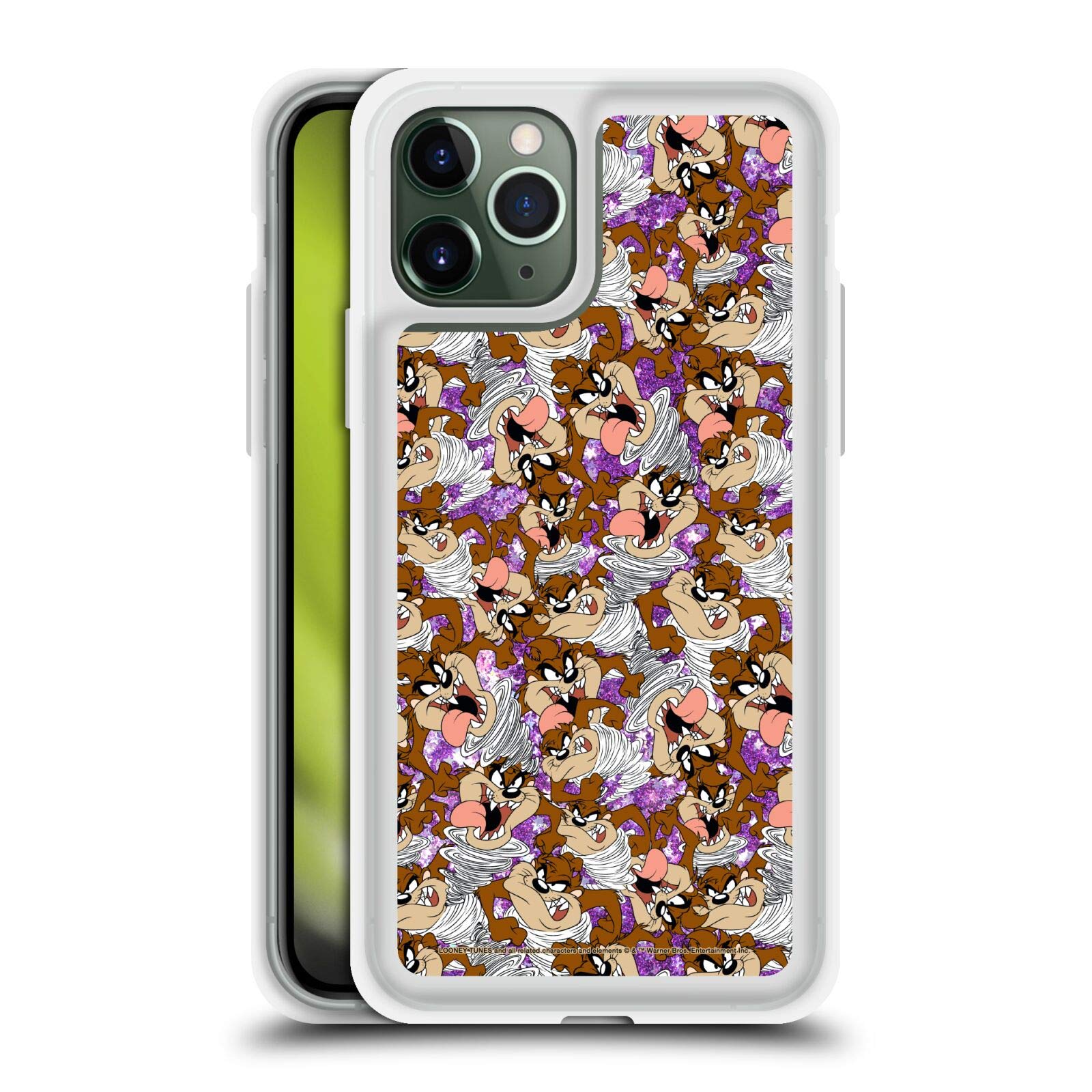 Head Case Designs Officially Licensed Looney Tunes Tasmanian Devil Patterns Purple Clear Hybrid Liquid Glitter Compatible With Apple iPhone 11 Pro
