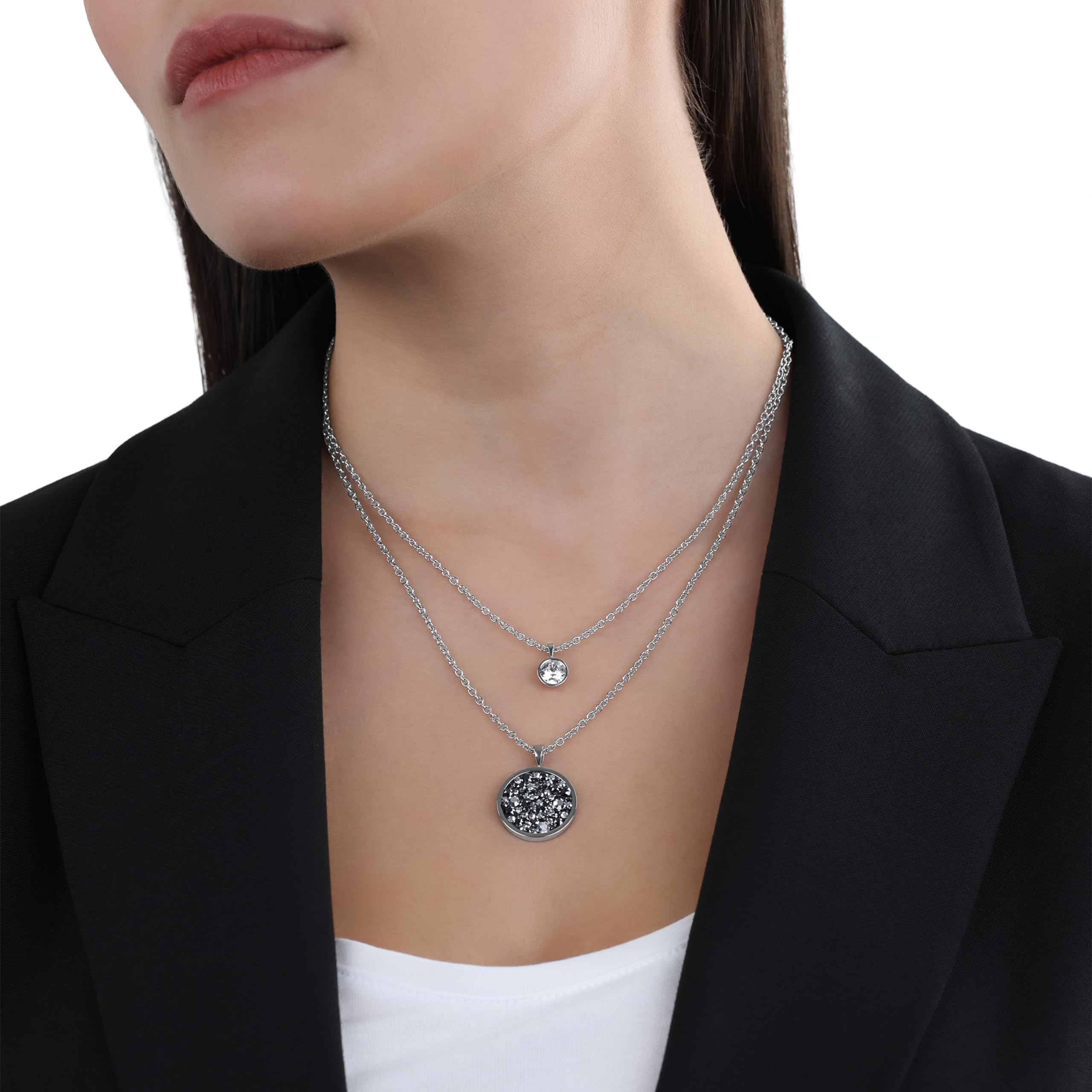 s.Oliver Kette mit Anhänger Edelstahl Damen Halsschmuck, mit Kristall, Kommtin Schmuck Geschenk Box