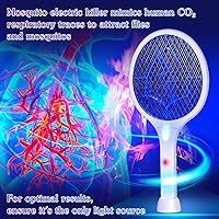 Vista 3 de Qualirey Paquete de 2 raquetas 2 en 1 matamoscas eléctrico de 3000 V con USB recargable con batería de 1200 mAh matamoscas y lámpara trampa