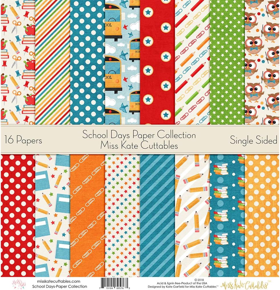 Amazon.com: Pattern Paper Pack - School Days - Scrapbook Premium ...