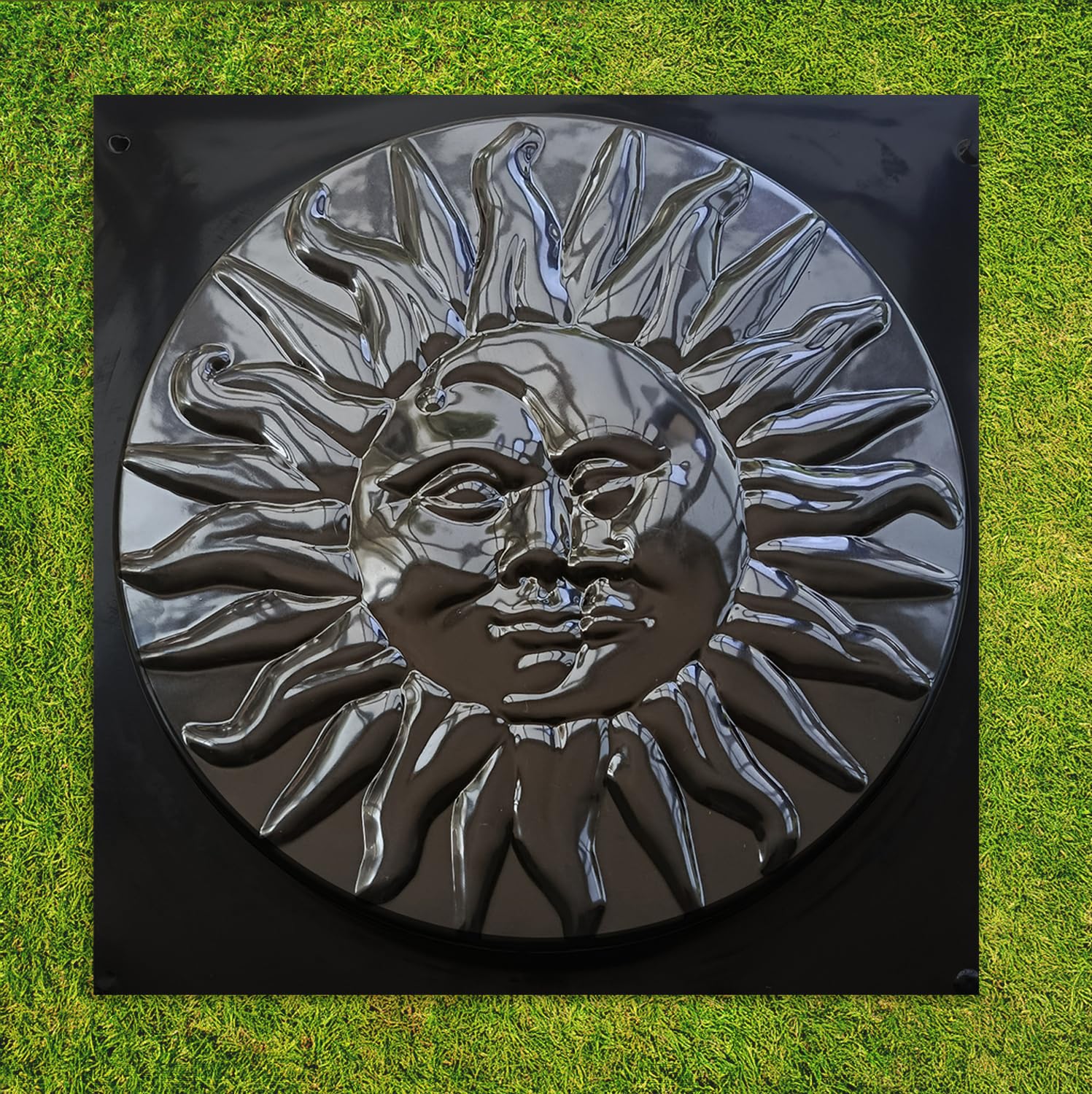 BETONEX Sun Moon Garden Stone Stepping Mold - Pathmaker for Concrete Pavers - Round DIY Walkway Pavement Casting