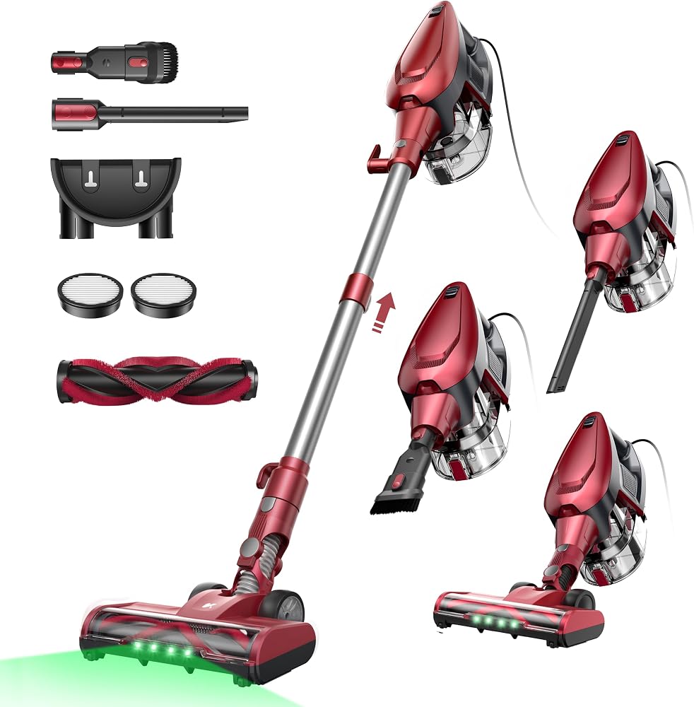 Vexilar C9 Aspirateur Balai avec Fil, 70Kpa, Câble de 7m | Aspirateur Balai Filaire, Brosse Anti-Emmêlement, Filtre HEPA, Aspirateur Léger pour Sols Durs, Tapis et Poils d’Animaux