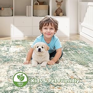 10x12 Area Rugs Living Room: Washable Large Abstract Soft Green Rug Stain Resistant Indoor Floor Non-Slip Accent Carpet for Men Modern Home Enthusiasts Aged 25-45 - Bedroom Office Playroom