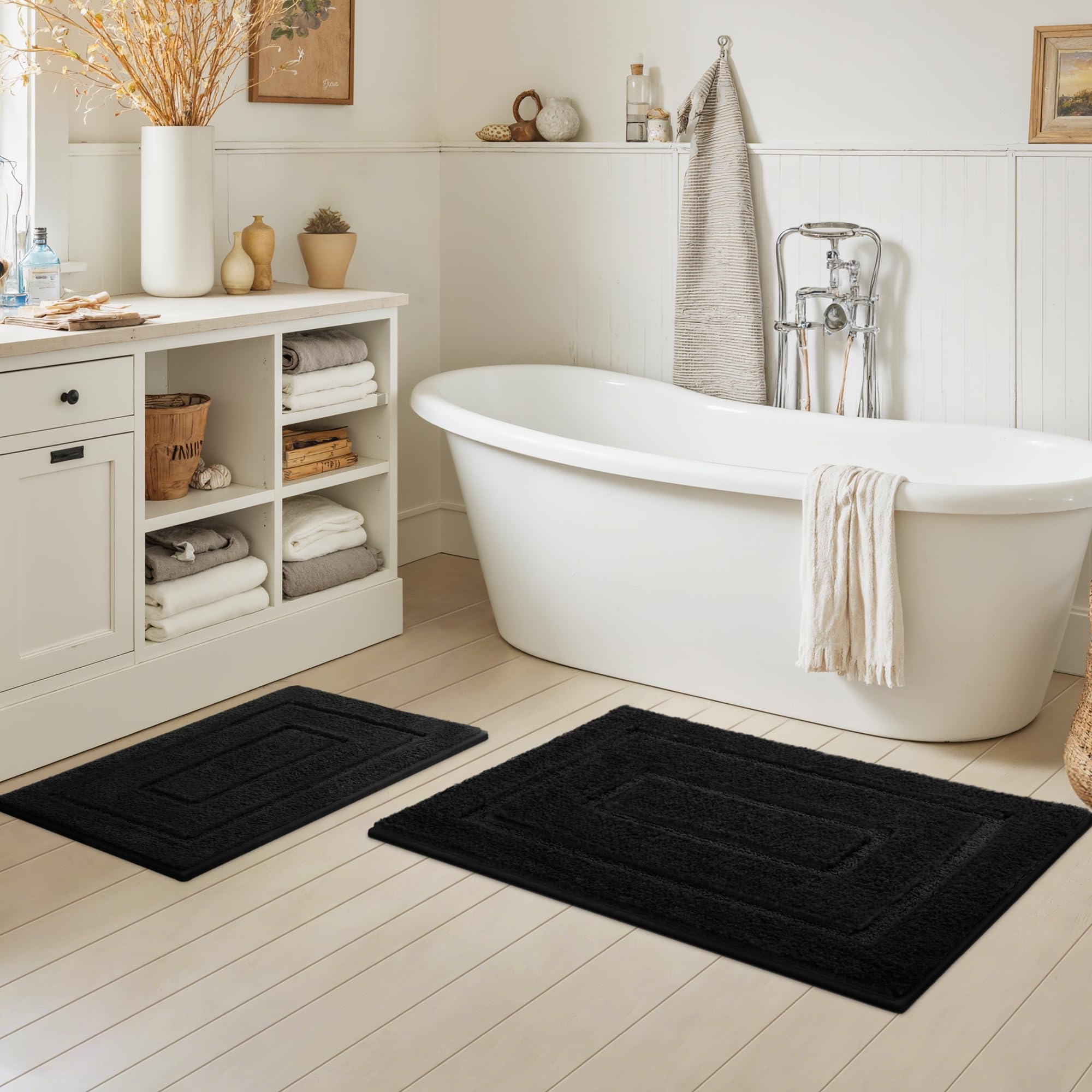 GRANNY SAYS Set di Tappeti da Bagno 2 Pezzi, Tappeti da Bagno Morbidi per Bagno, Tappeti da Bagno Antiscivolo Lavabili, Tappeto da Bagno Assorbente per Vasca, Doccia e WC, Set di Tappetini da Bagno