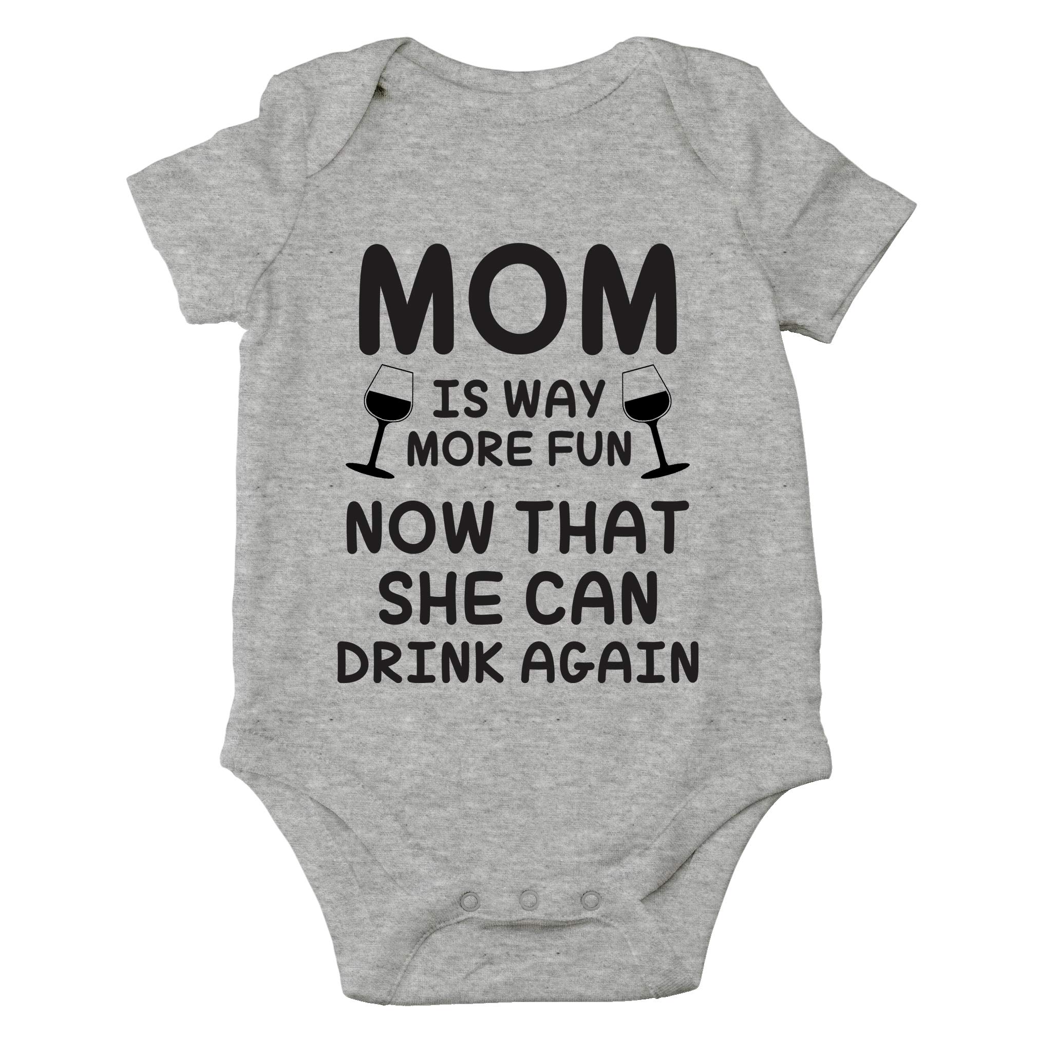 AW FashionsMom Is Way More Fun, Now That She Can Drink Again - Funny Mommy - Cute One-Piece Infant Baby Bodysuit