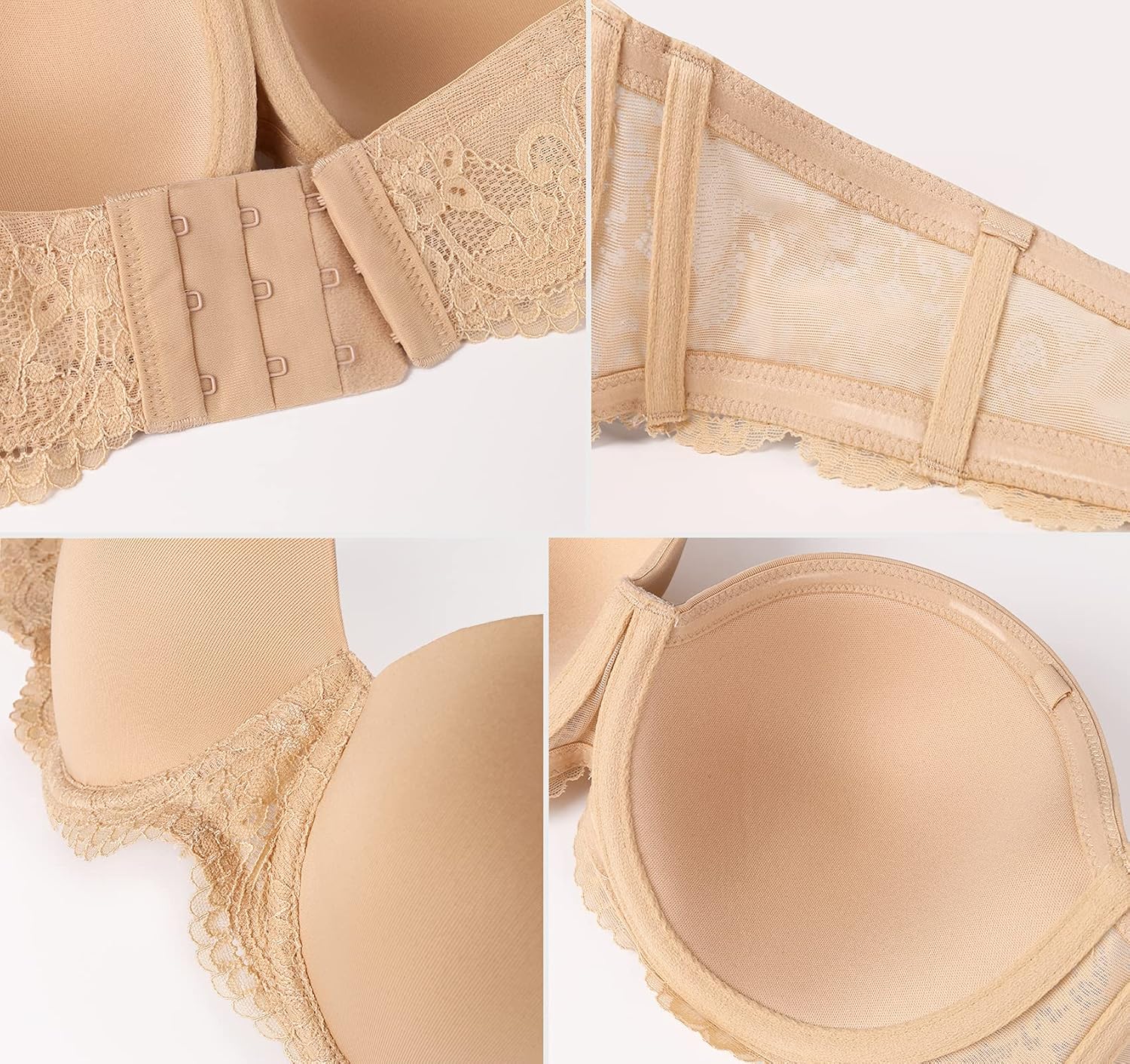 DotVol Women's Plus Size Bra Full Figure Underwire Contour Beauty Back Lace Multiway Strapless Bra - Image 7