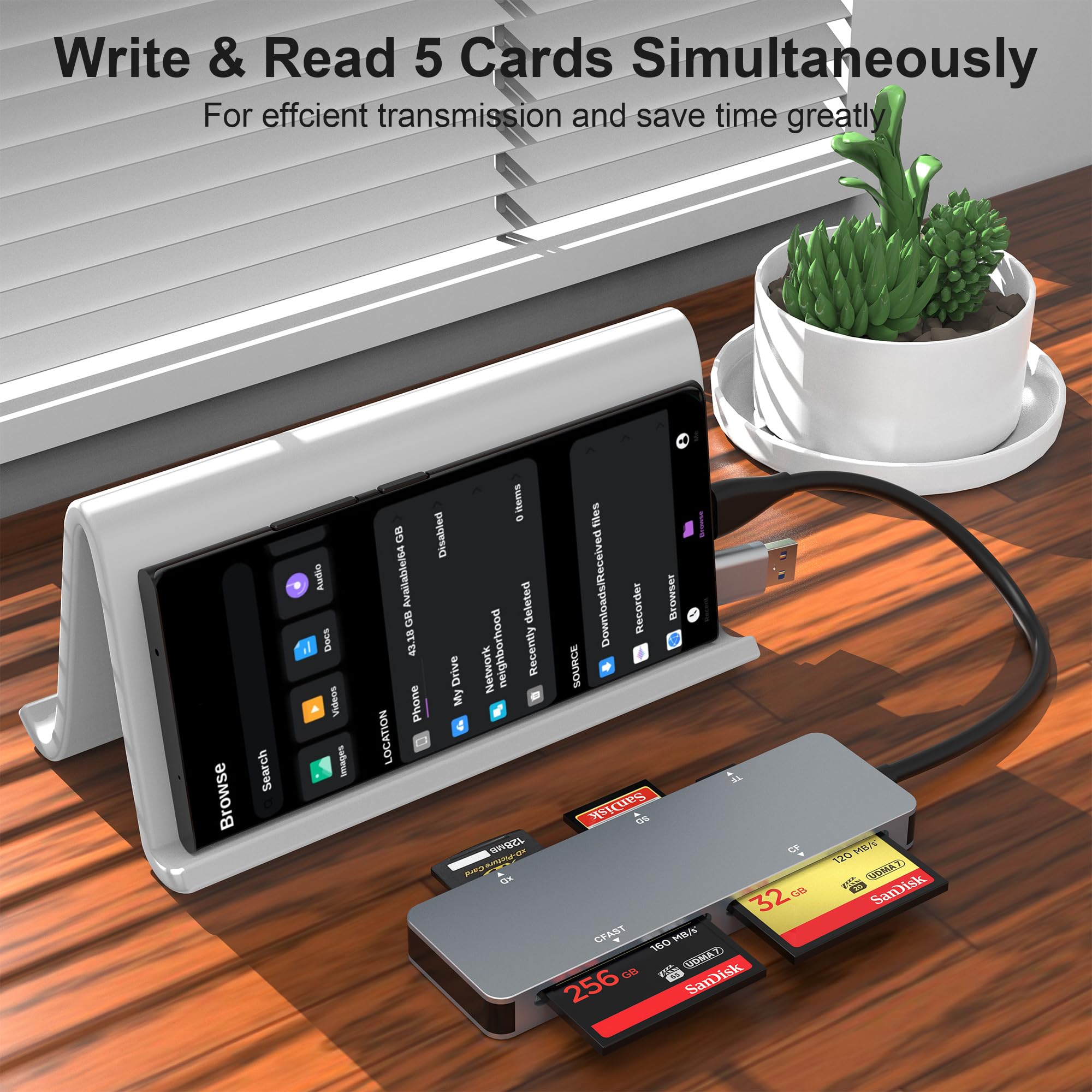 LETTORE SCHEDE MULTIFUNZIONE USB 3.0 CFast//XD//TF lettore schede 5 in 1-USB-Ka5871 EUR 24,01