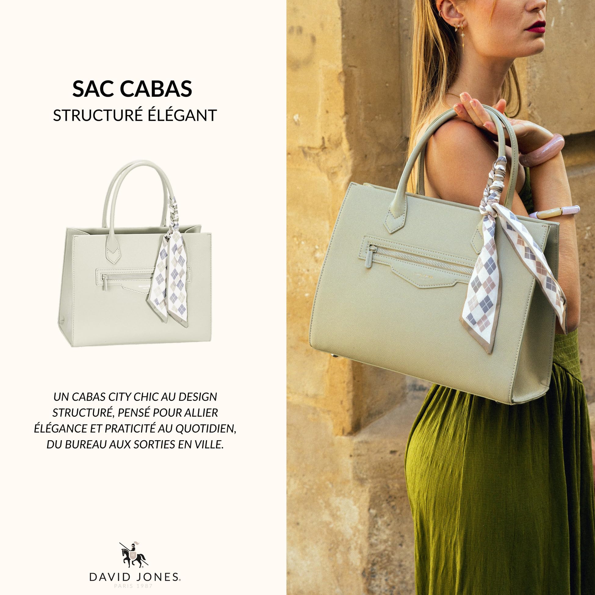 David Jones – Bolso de mano para mujer de piel sintética – Bolso de mano grande – Gran capacidad – Doble bolsillo lateral – Trabajo Oficina Ciudad Chic Clásico Elegante