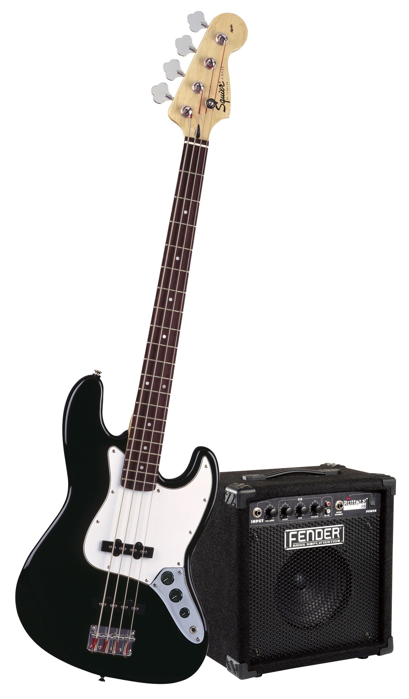 Squier by Fender Stop Dreaming-Start Playing Set: Affinity J Bass w/ Rumble 15 Amp, Black