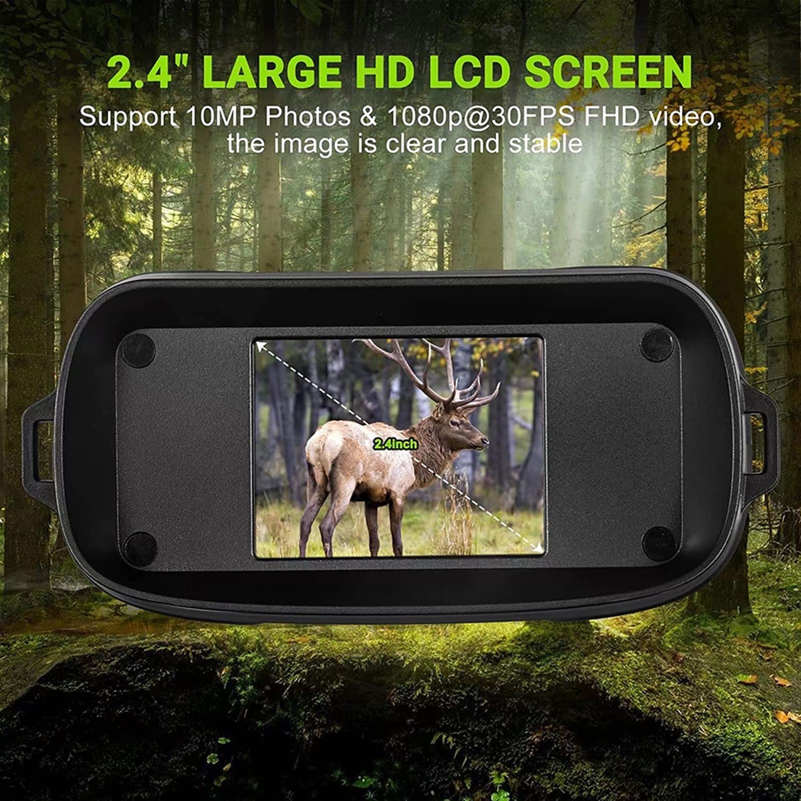 Gogle noktowizyjne, Lornetka Urządzenie noktowizyjne 1080P HD 850nm Podczerwień 5-krotny zoom cyfrowy Teleskop Gogle Outdoor Polowanie Kemping Full Dark 300m(R18 ADD 64G)