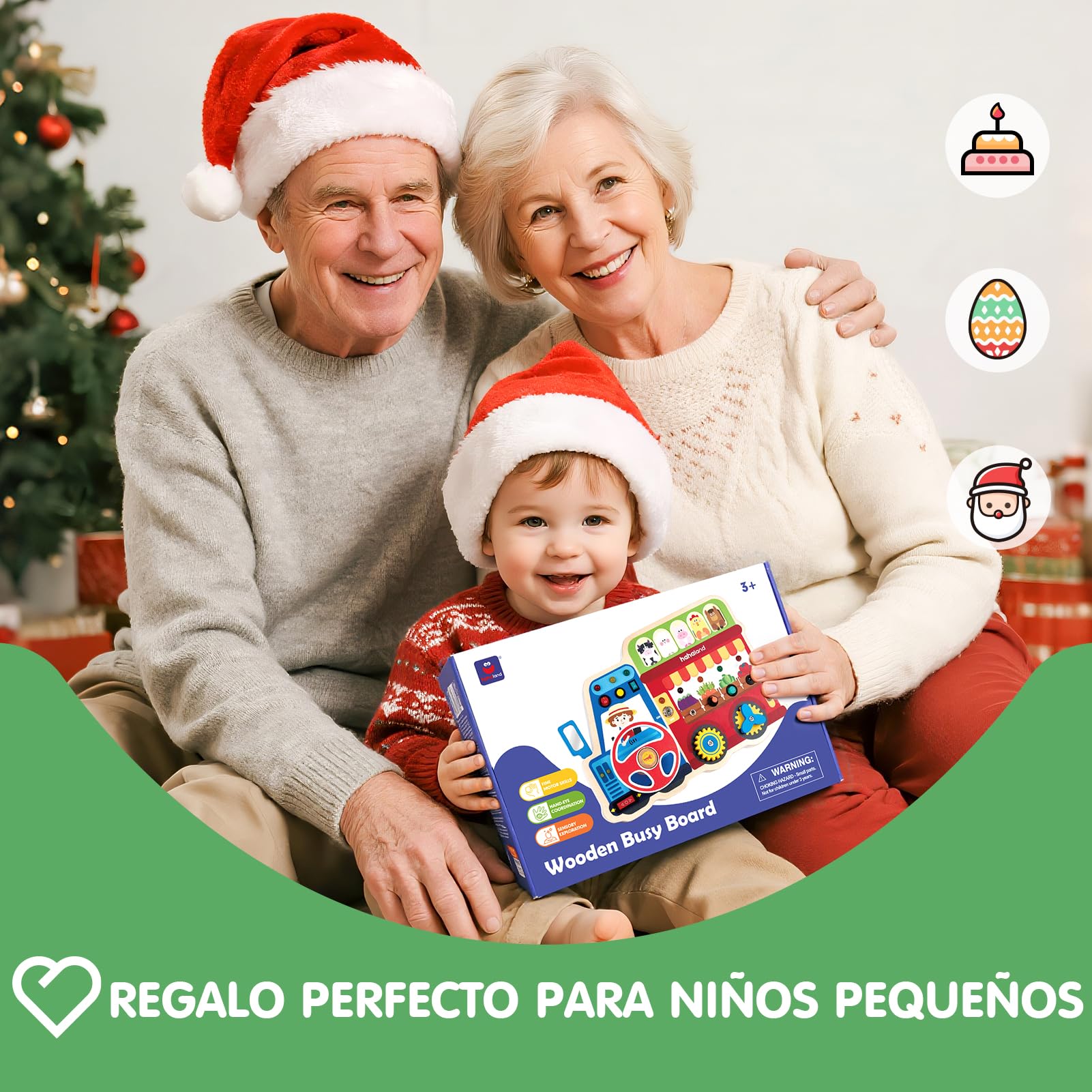 hahaland Juguetes Montessori Niños 1 año, 18 en 1 Busy Board de Madera | Luces LED y Interruptores, Motricidad Fina para Bebés Juguetes Sensoriales 1 2 3 años