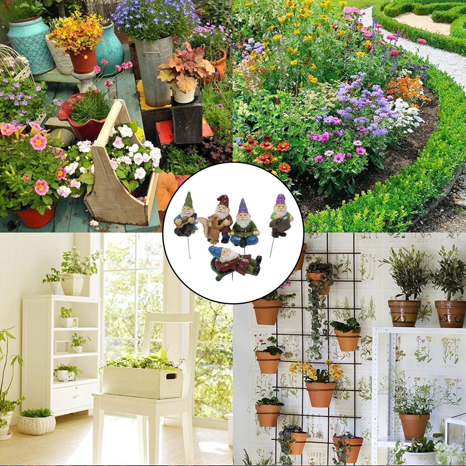 5 Stück Gnomos De Maceta De Plantas, Decoracion Jardin Exterior, Estatua De Gnomo En Miniatura De Bonsái, Enano Pequeño Gnomos De Jardín En Miniatura, para Patio, Oficina, Jardín, Escritorio