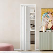 BARNER HOME Bifold Door for 24" x 80" Opening, 5 Panel White Primed Closet Doors, Hollow Core Folding Doors with Hardware Kits