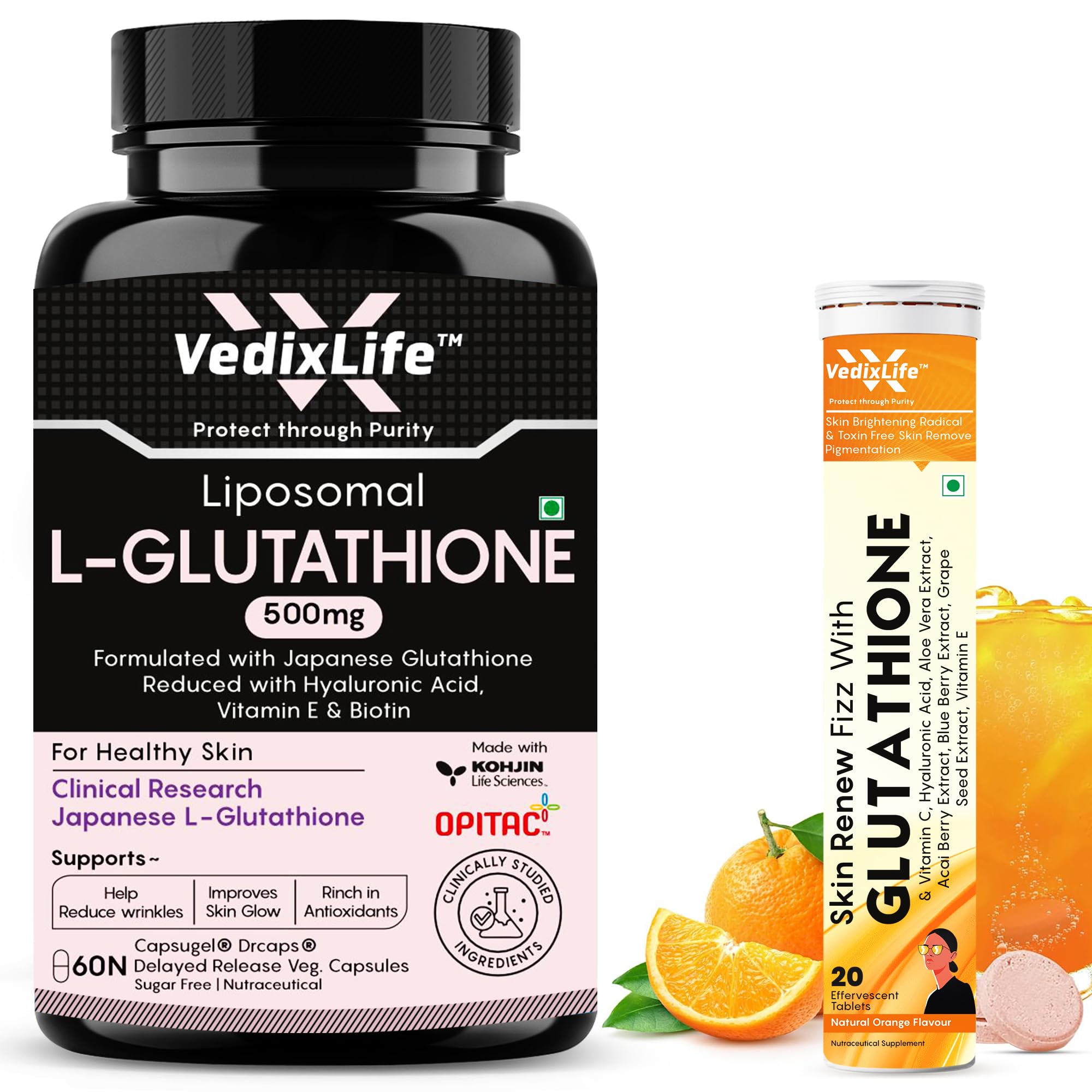 Liposomal Glutathione 500mg Capsule with Glutathione Effervescent Tablet Highest Bioavailability & Absorbability - Cellular & Face Health - Helps in Skin Hydration & Skin Glow (Combo Pack) : Amazon.in: Health & Personal Care Liposomal Glutathione 500mg Capsule with Glutathione Effervescent Tablet Highest Bioavailability & Absorbability - Cellular & Face Health - Helps in Skin Hydration & Skin Glow (Combo Pack) : Amazon.in: Health & Personal Care
