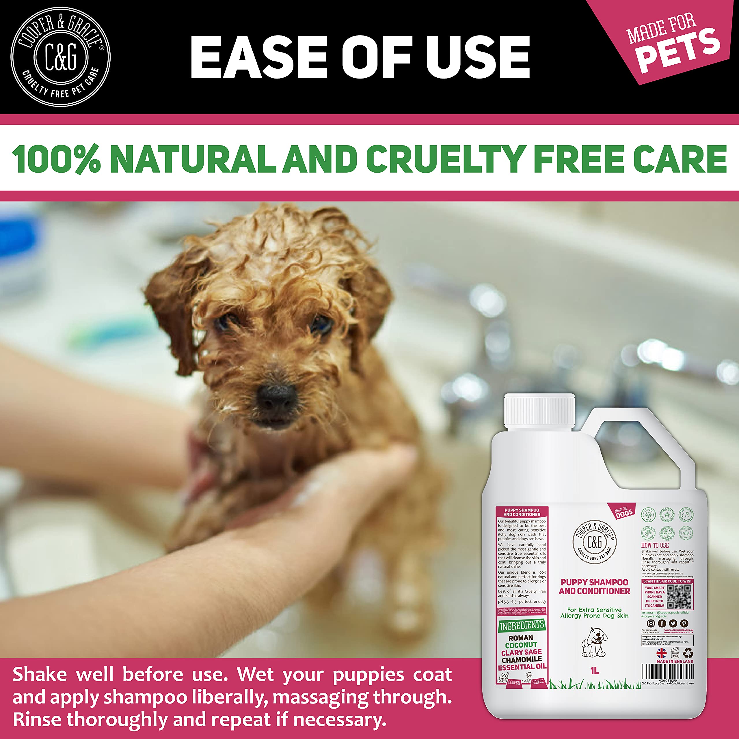 C&G Pets Shampoing et après-shampoing pour chiot 1 l