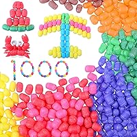 Junkin 1000pcs Magic Foam Corn Crafts Kit - Glue-Free Building Blocks, Vibrant Arts Supplies for Kids Creativity & Preschool Fun (Multicolored)