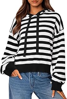 Suéteres a rayas para mujer, sudaderas con capucha para otoño, Y2K, casual, manga larga, ropa de moda de invierno