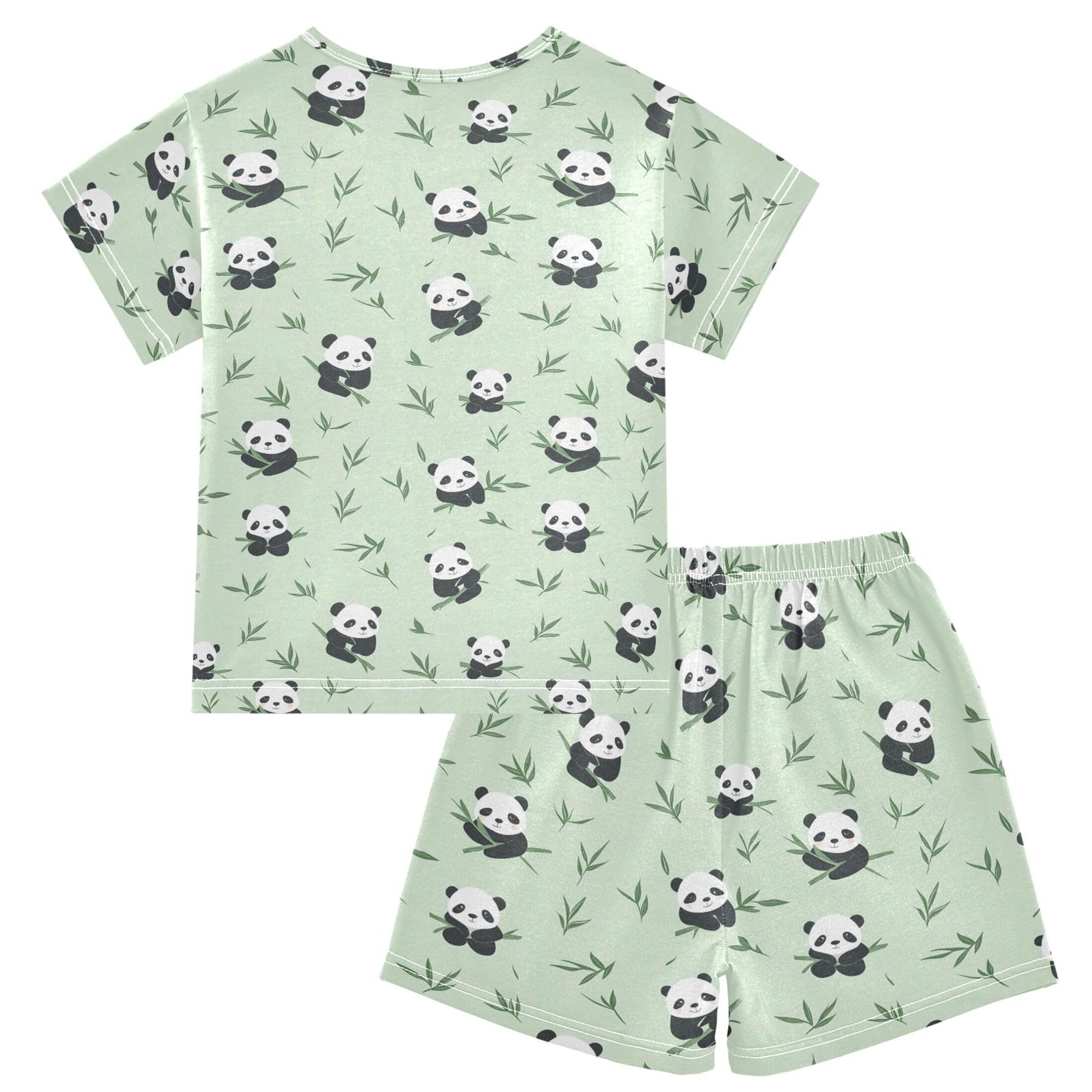 UMIRIKO Cute Panda Summer Short Sleeve Pajamas Sleepwear PJ Set B0404208
