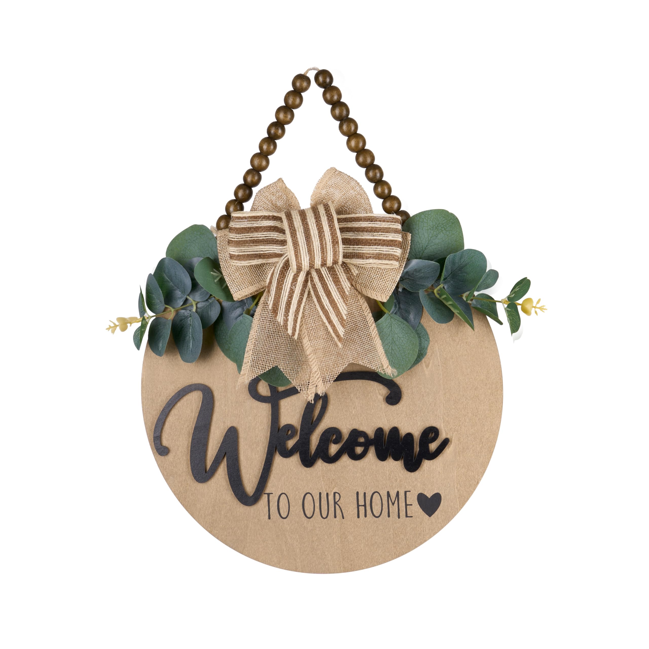 3D Welcome Sign for Front Door Home Farmhouse Porch D cor Wooden Hanging Sign with Artificial Leaves and