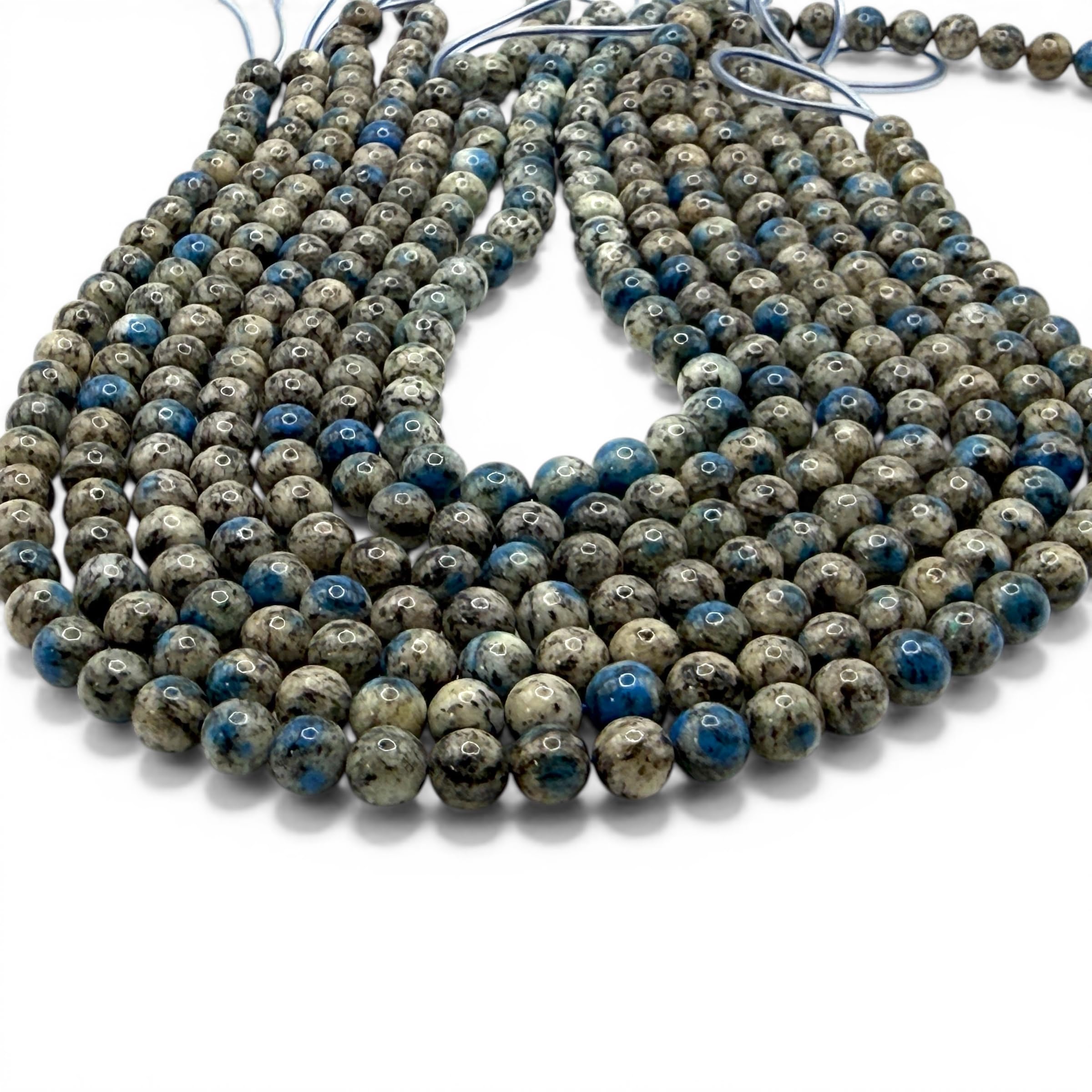 Azurite K2 en granit de l Himalaya 8mm perles lisses rondes pour bijoux fins
