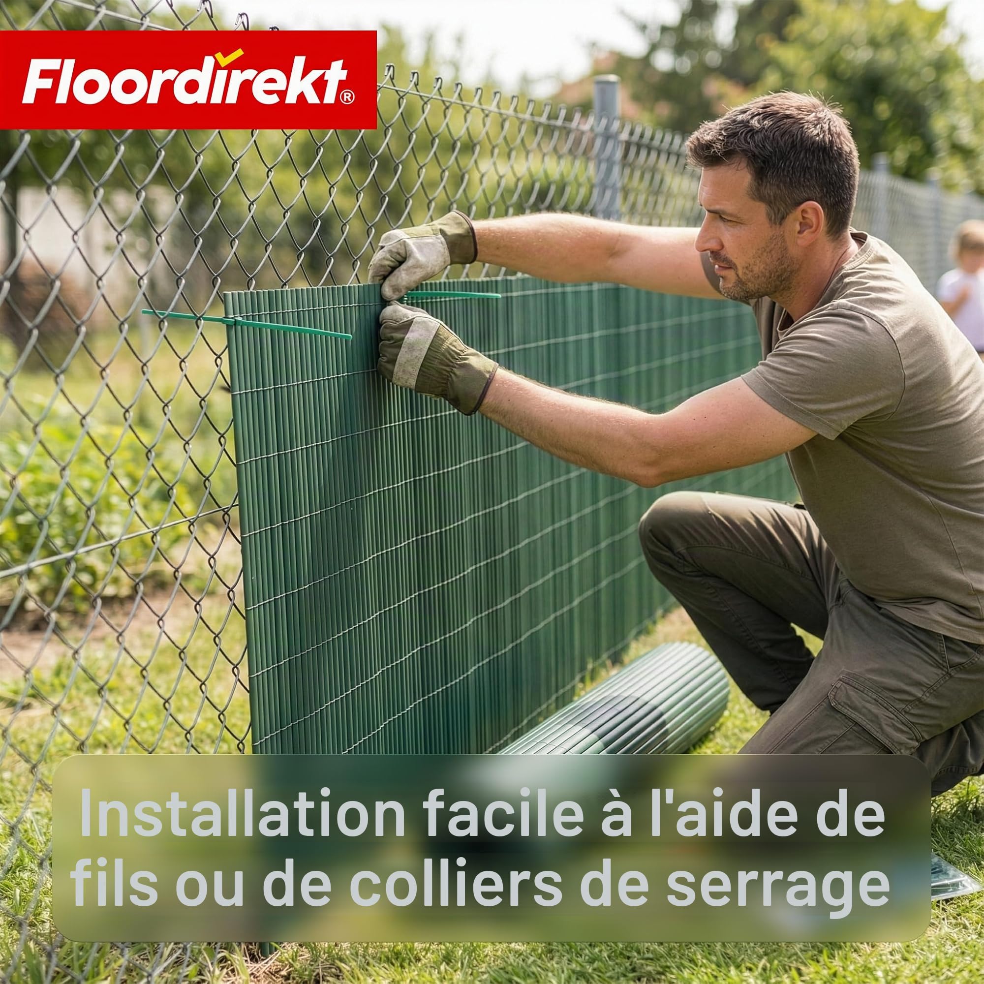 Floordirekt | Canisse en PVC Brise Vue, Intimité Paravent de Jardin, Piscines, Balcon | Terrasse, Décorative Palissade en PVC Résistant aux UV, Intempéries, Coupe-Vent | 200 x 300 cm - Vert