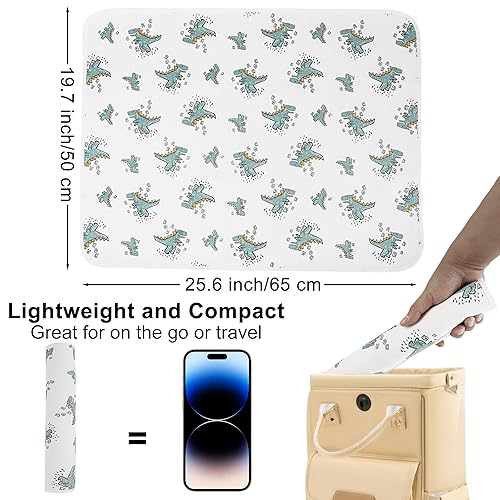 Miniatura 3 de Cambiador de pañales para bebé, 19.7 x 25.6 pulgadas, impermeable, con parte superior frontal de algodón 100% muselina y parte trasera de cuero,