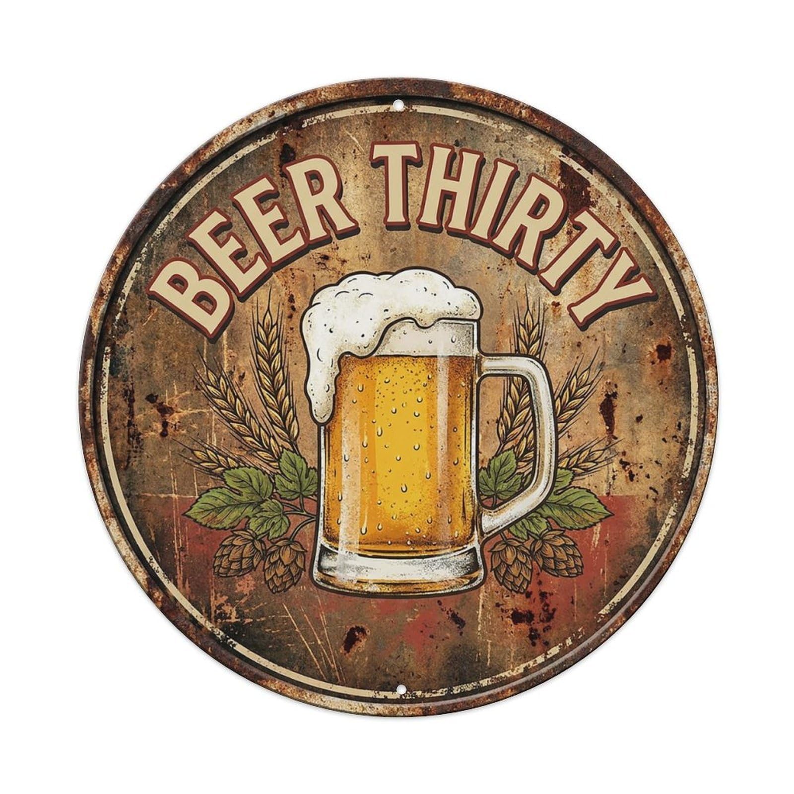 Vintage Beer Breweriana Beer Thirty Retro Bar for Pub Vintage Metal Tin Sign Plaque Wall Decor for Cafe, Club Bar, Office, Garden Metal Poster 8x8Inch