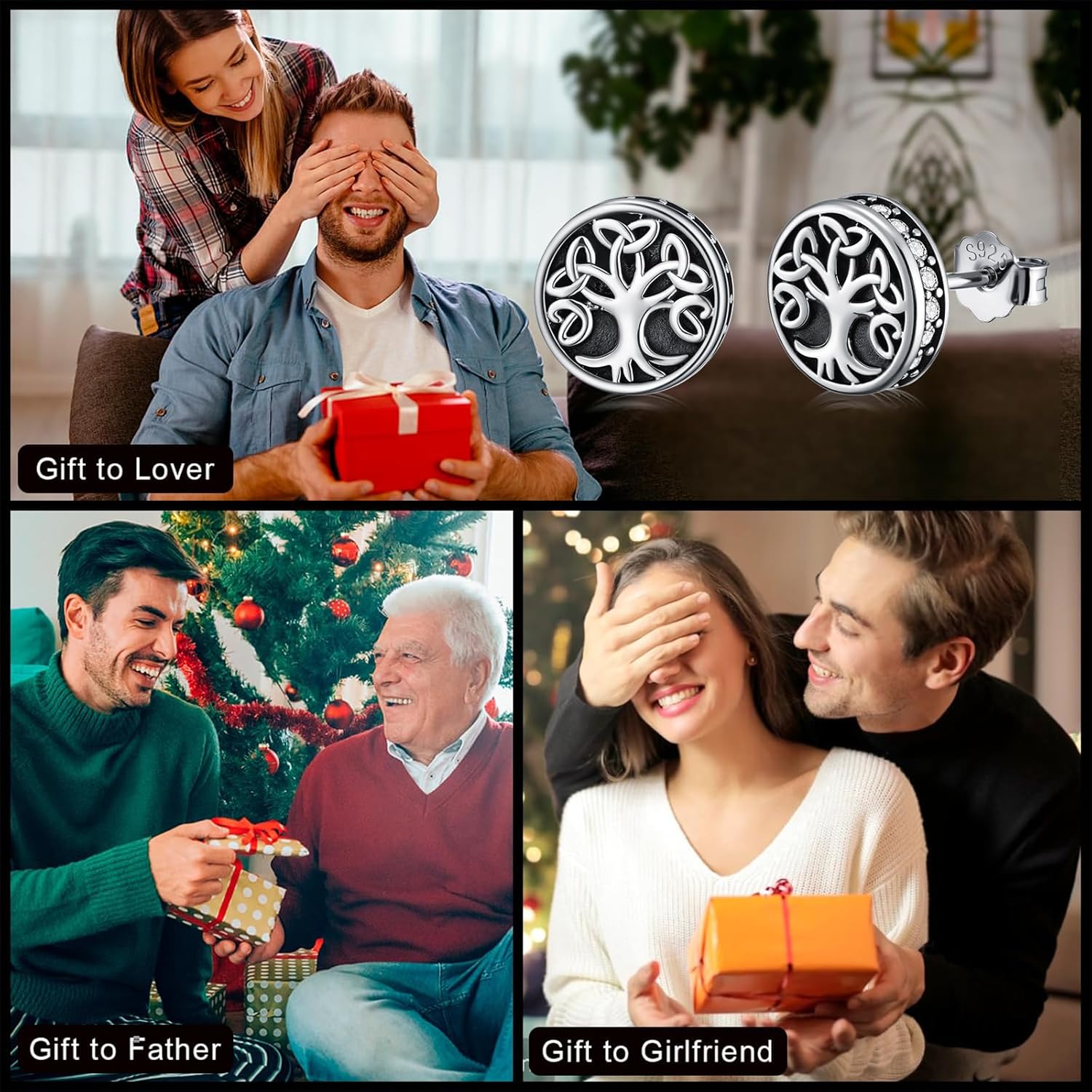 Stud Earrings for Women Men 925 Sterling Silver Stud Earrings Jewelry Gifts - Image 7