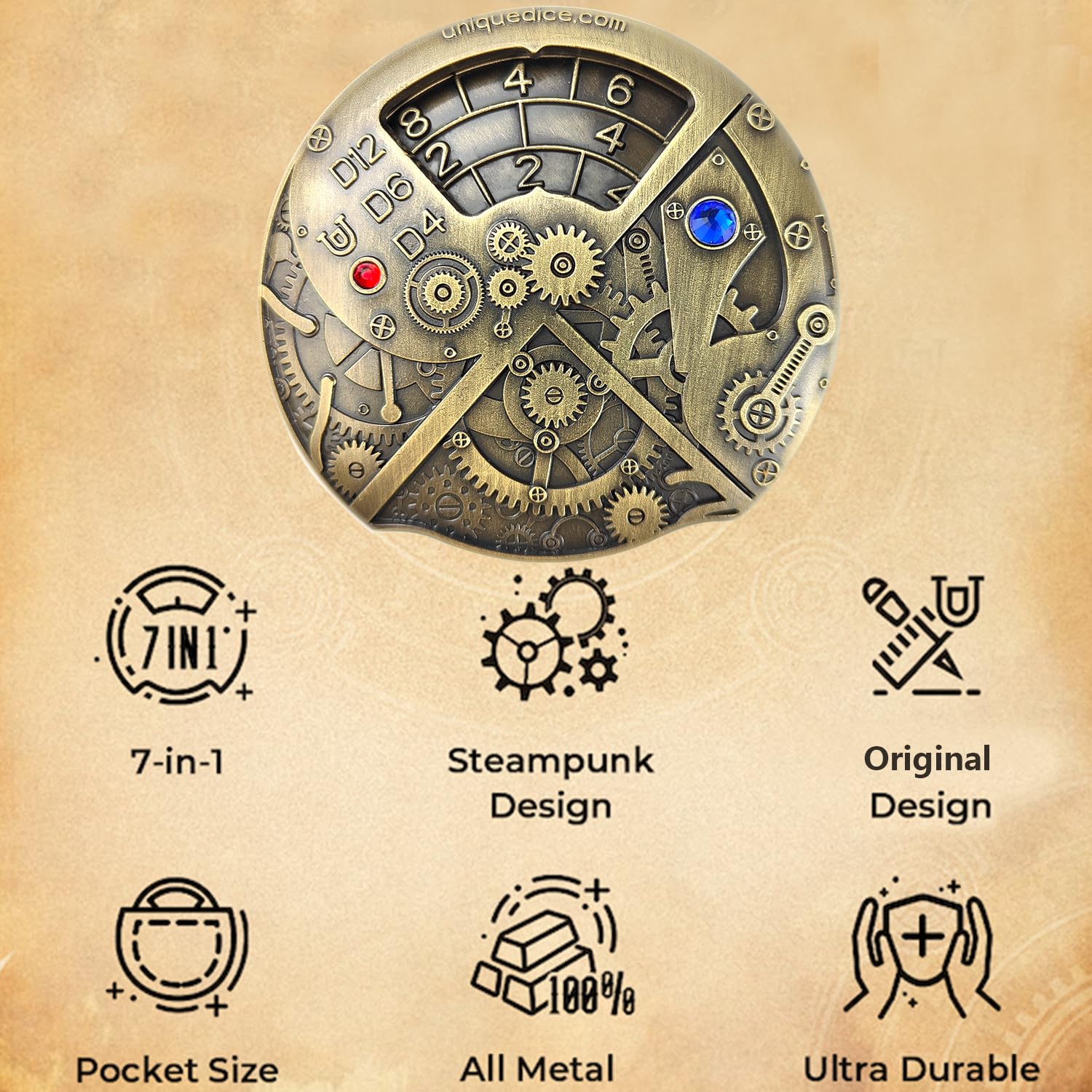 Dados únicos de Metal Ruleta Spinner para Dungeons and Dragons DCC DND Gifts Pocket Coin Theme Role Playing Gadget