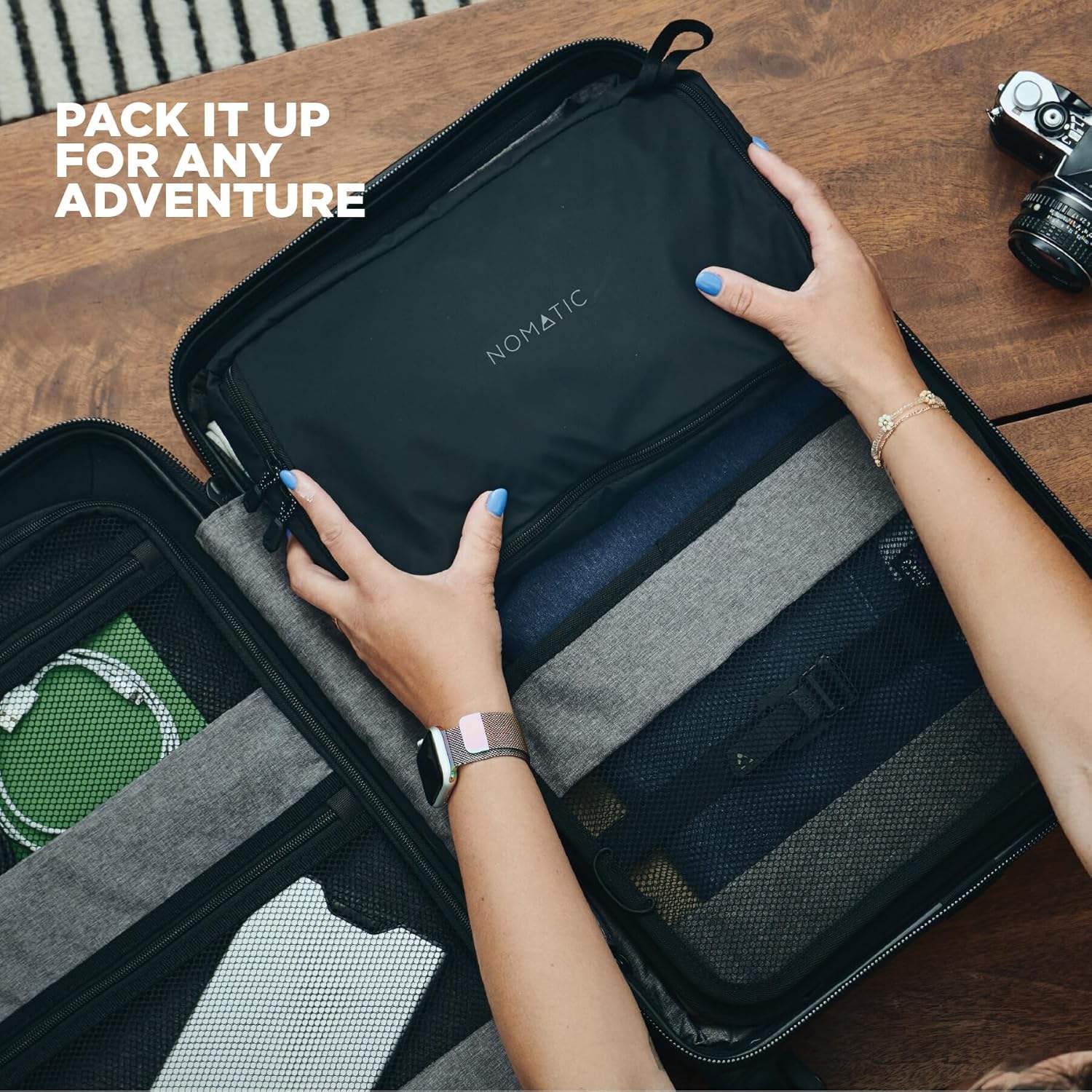 NOMATIC Navigator Collapsible Duffle Bag - 42L Travel Backpack for Men and Women - Weekender Bag - Black Backpack - Image 6