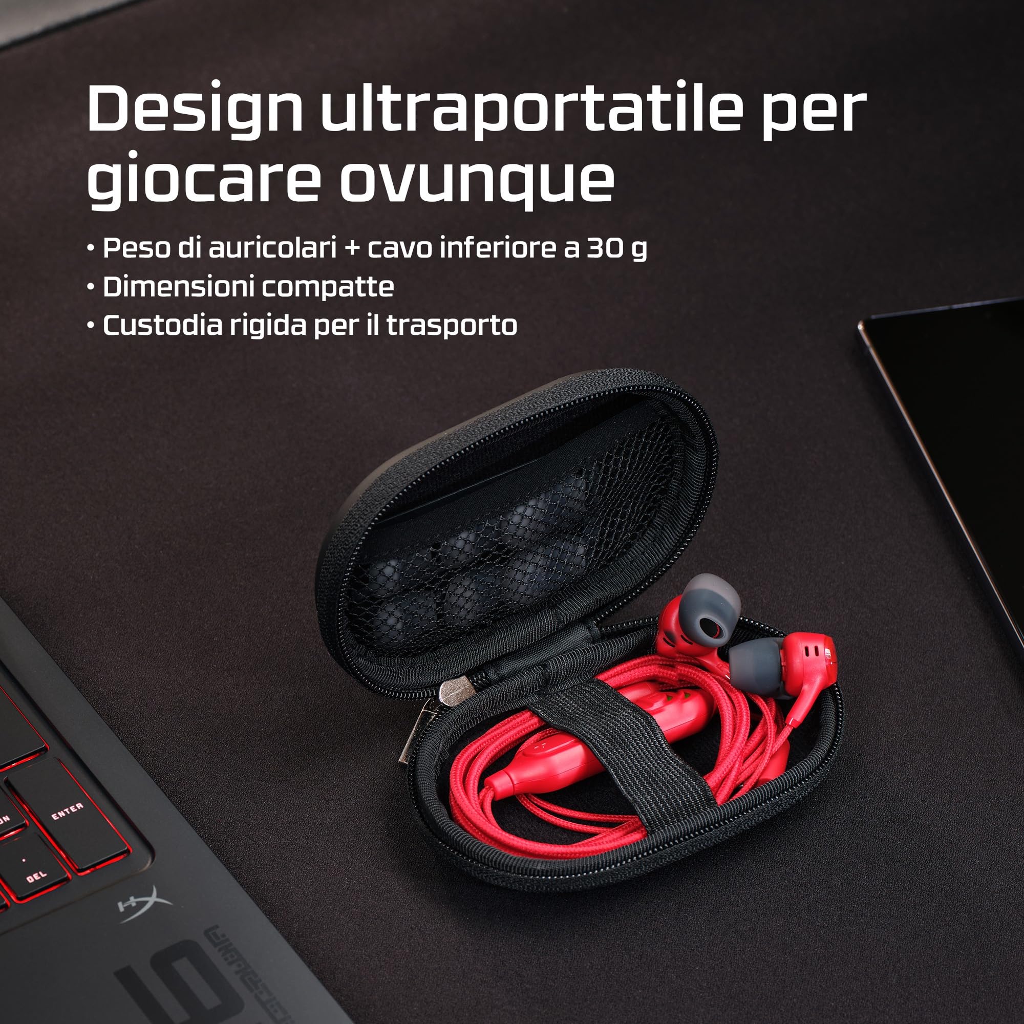 HyperX Cloud Earbuds III S, Auricolari USB cablate, Rosso | Multipiattaforma, audio surround, gommini in 4 misure, microfono con cancellazione del rumore