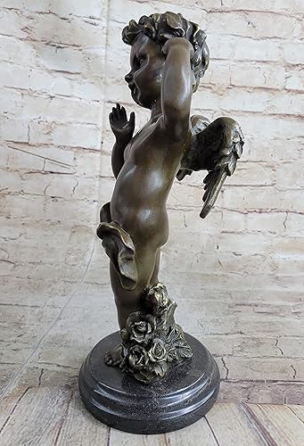 Miniatura 3 de Escultura de bronce de reproducción antigua francesaestatua de un querubín y niña por A Moreau