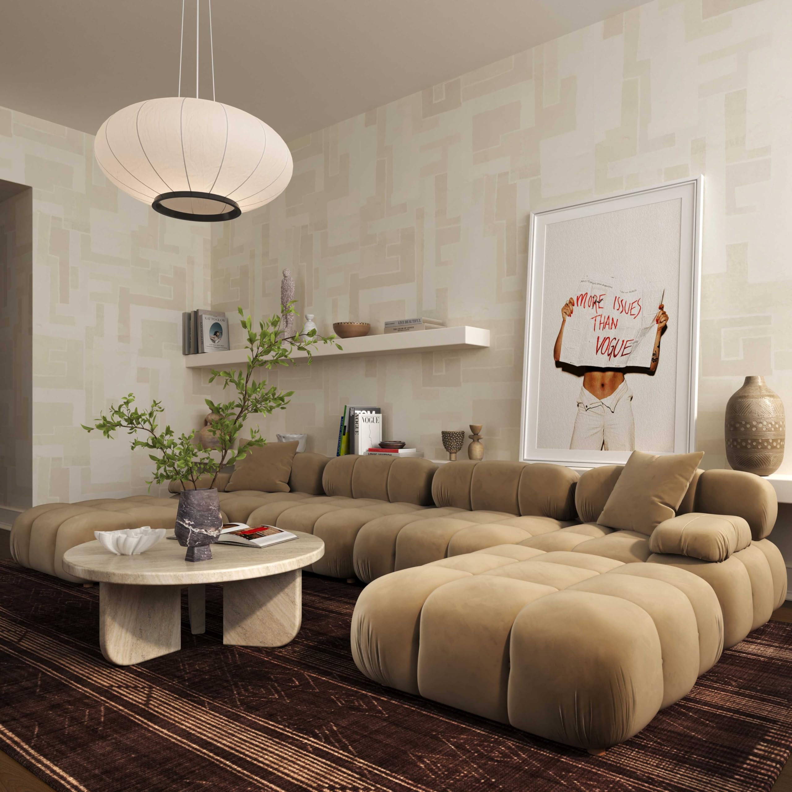 Amazon.com: Tov Furniture Calliope Cafe Au Lait Performance Velvet