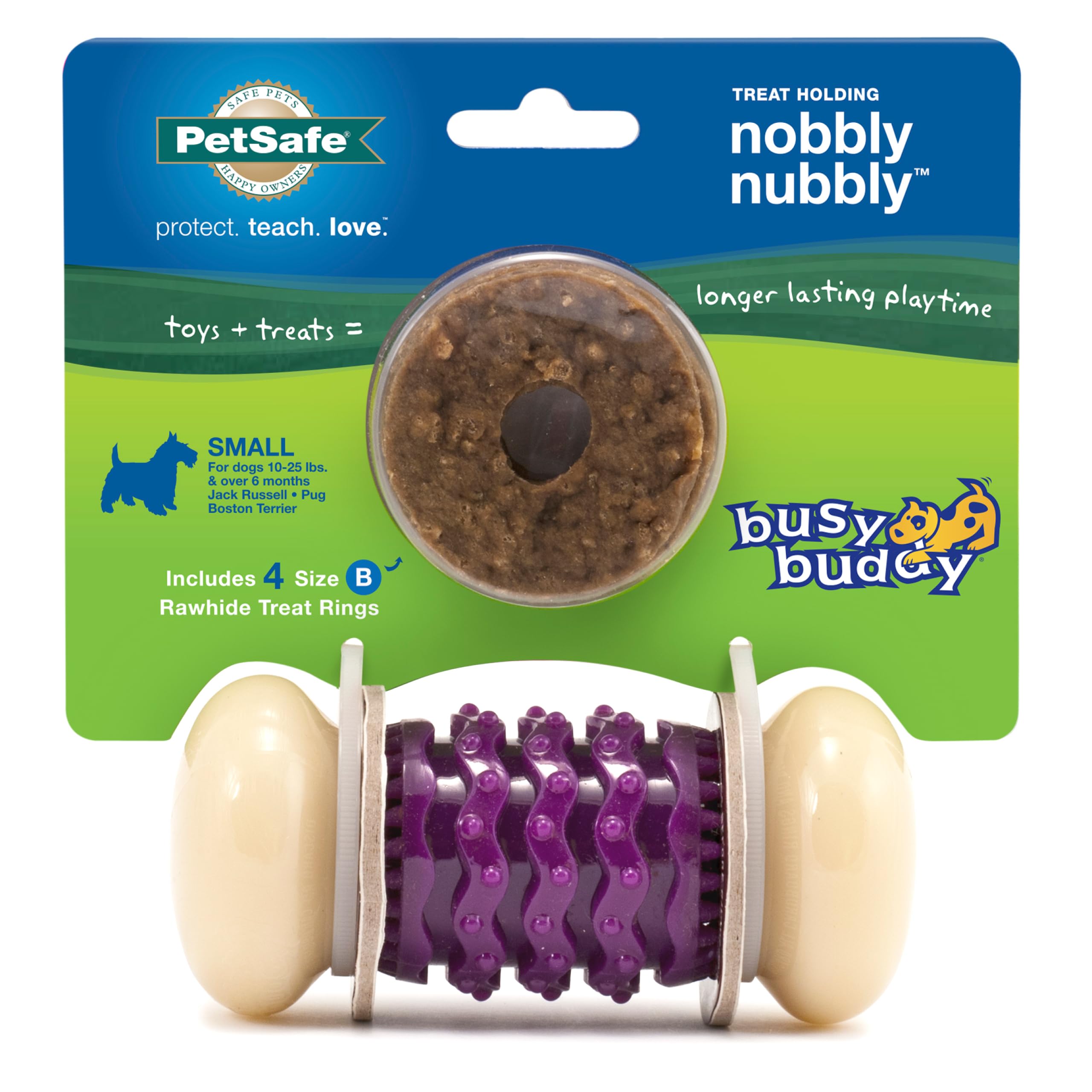 PetSafe Busy Buddy Nobbly Nubbly Treat Holding Dog Toy - Boredom Relief for Strong Chewers - Durable Nylon Build - Dishwasher Safe Design - Includes