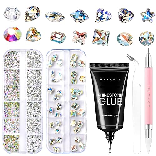 Makartt Kit de gel de pegamento con diamantes de imitación para uñas, 1.06 oz (30 g), adhesivo fuerte, gel de diamante, súper pegamento, gemas de