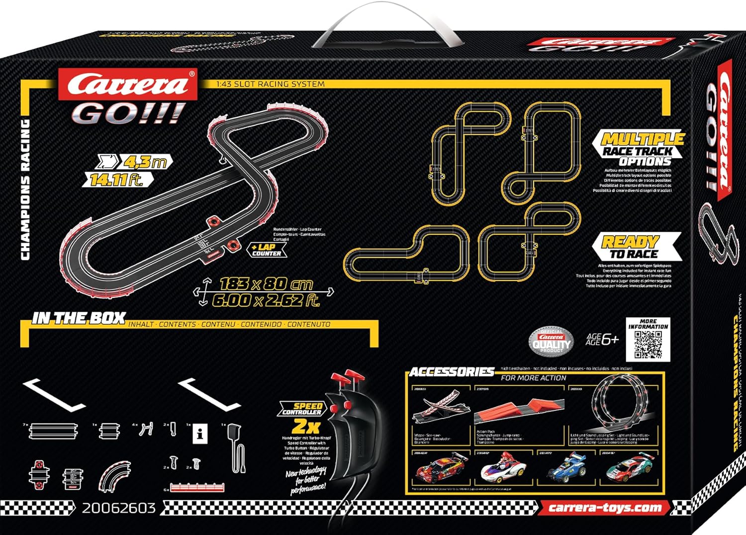 Carrera GO Slot Car Toy Race Track Set with High-Speed Cars, Racing Game for Boys, Girls, and Kids, Ages 6+, Champion's Racing