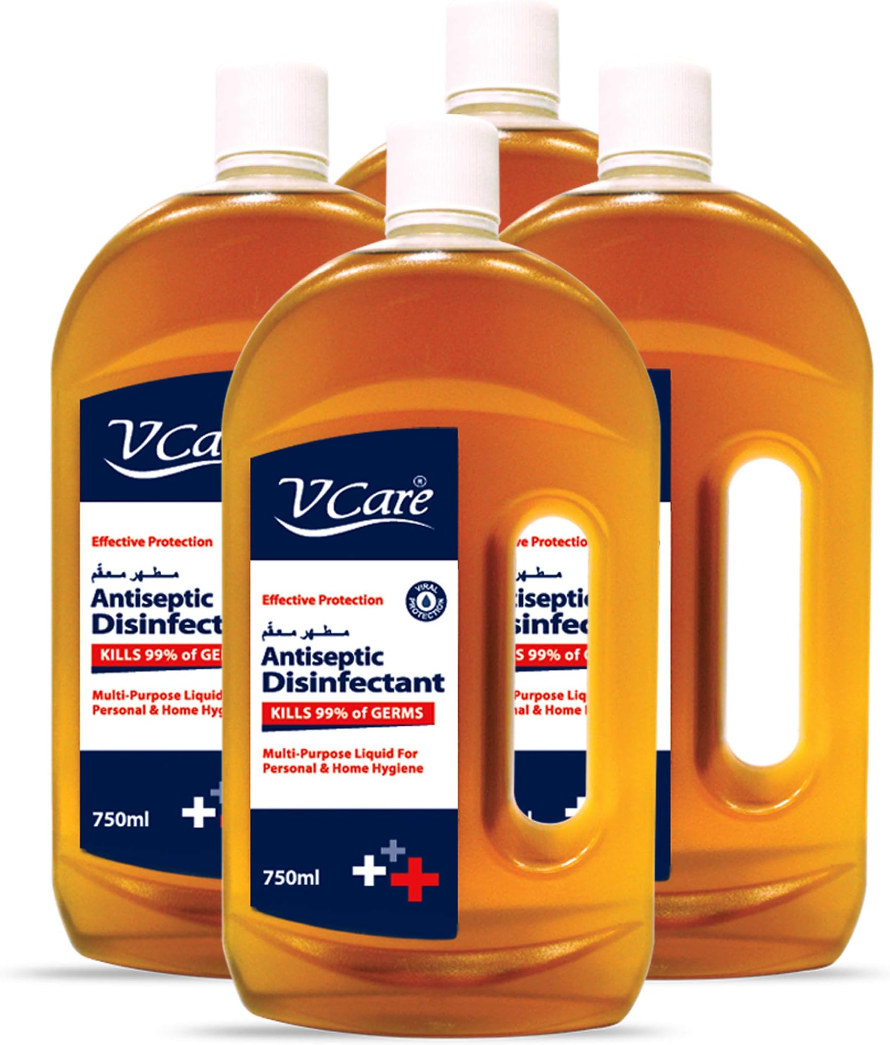 V Care Antiseptic Disinfectant Liquid, 750Ml, Multi Purpose Liquid For Personal And Home Hygiene, Versatile And Effective Protection, Pack of 4