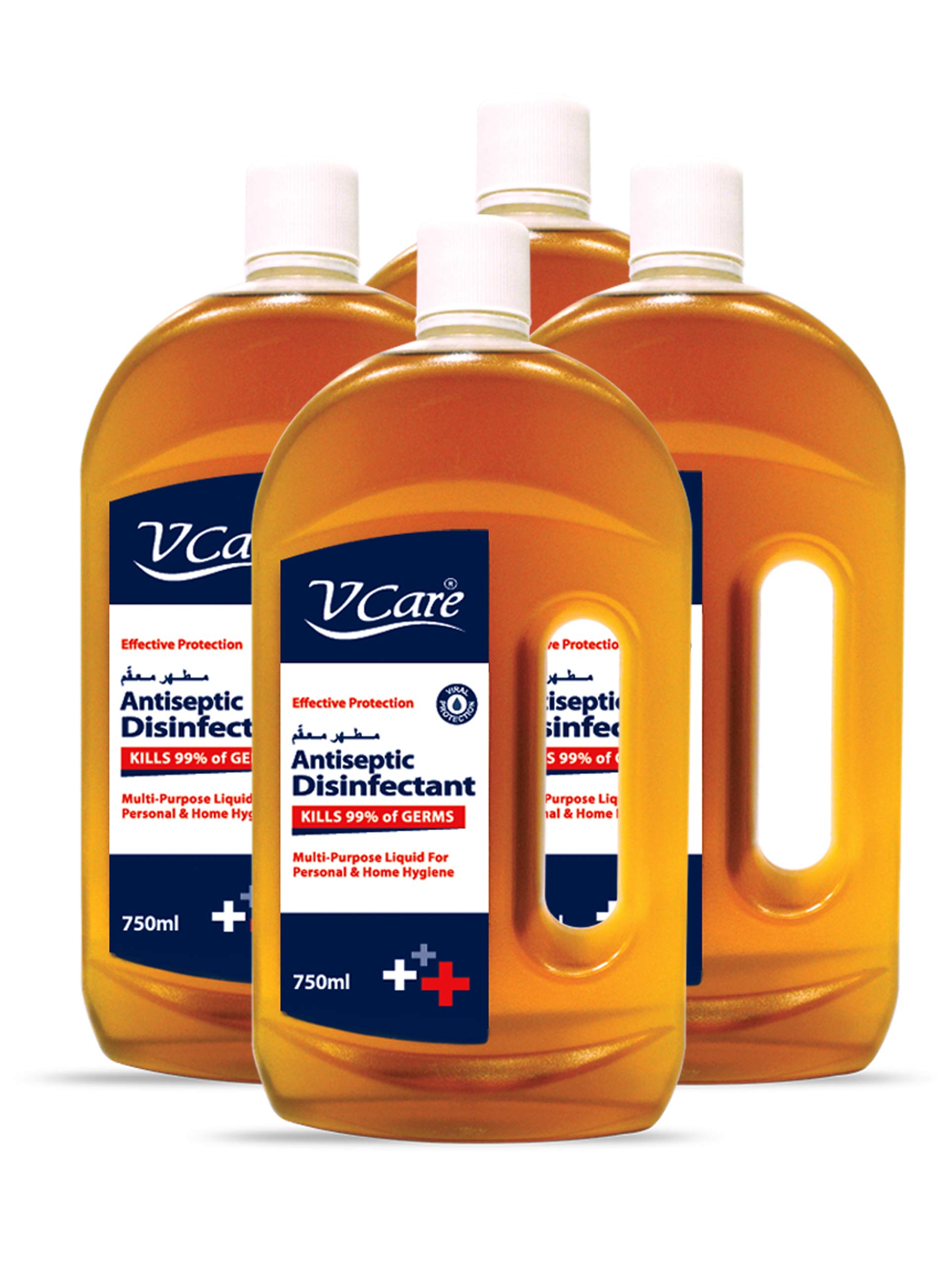 V Care Antiseptic Disinfectant Liquid, 750Ml, Multi Purpose Liquid For Personal And Home Hygiene, Versatile And Effective Protection, Pack of 4