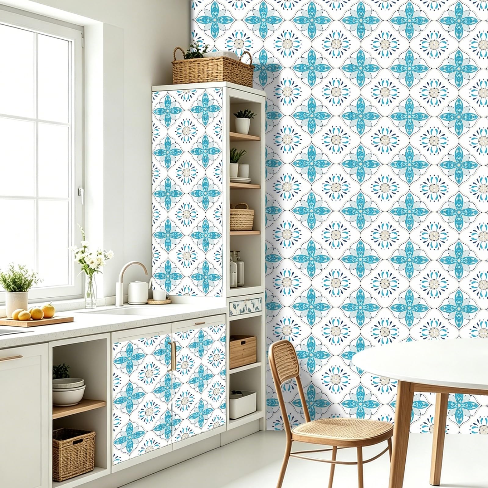 LMYSXAOZ Stick on Tiles 10x10cm Blue Peel and Wall Stickers Waterproof Oil Proof PVC Decorative for Bathroom Washroom Bedroom,Floor