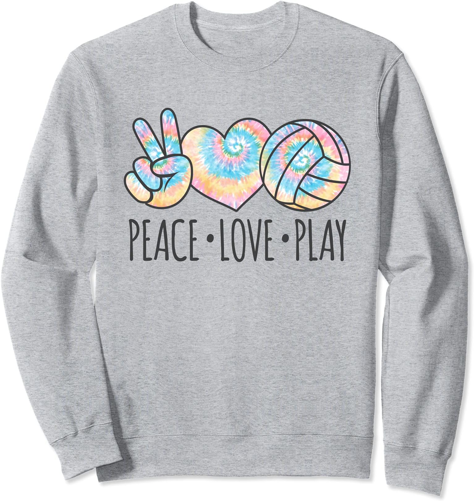 Peace Love Volleyball Team Fan Apparel Co.Cute Pink Tie Dye Volleyball Teen Girls | Peace Love Play Sweatshirt