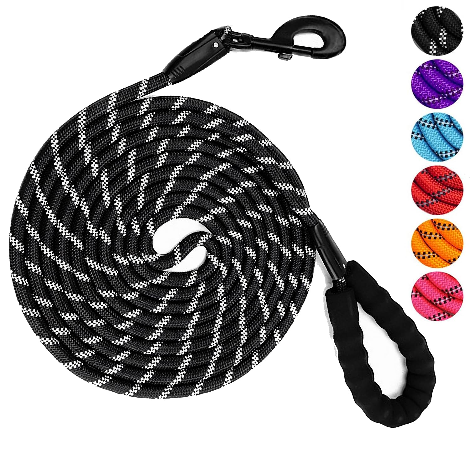Luminous Explosion-proof Dog Leash Reflective Strip Pet Dog Lead Leash Dog Chain Walking Traction Rope Super Long 3M Leash for Strong Dogs Outdoor Training Lead Leash (Black, 1.2CM X 3M)
