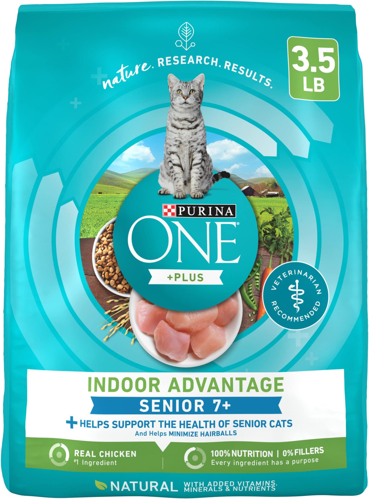 High Protein, Natural Senior Dry Cat Food, Indoor Advantage Senior+ - 3.5 lb. Bag