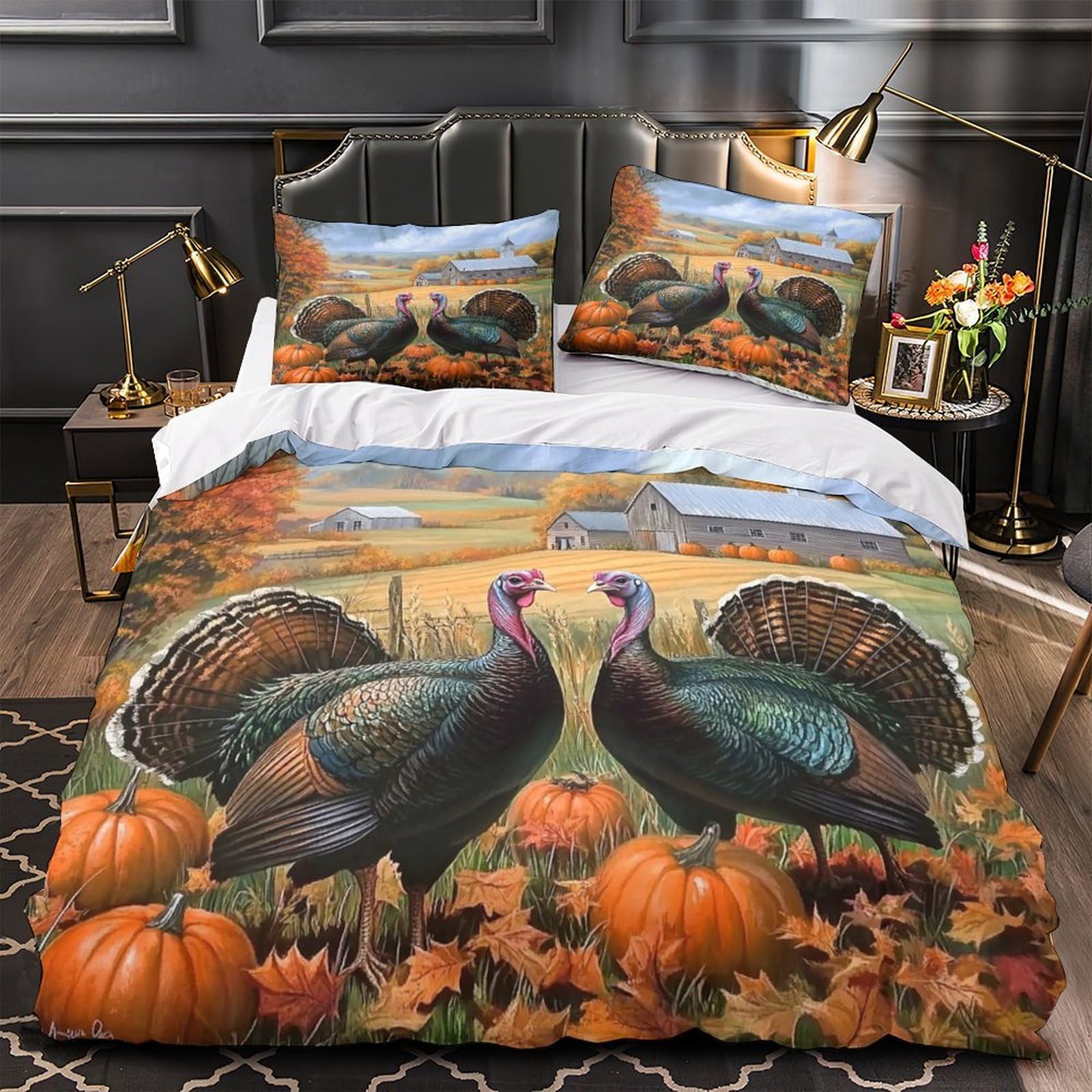 Housse de Couette 3D Turquie Anti-Acariens pour Lit Simple 140x200cm Confort Doux