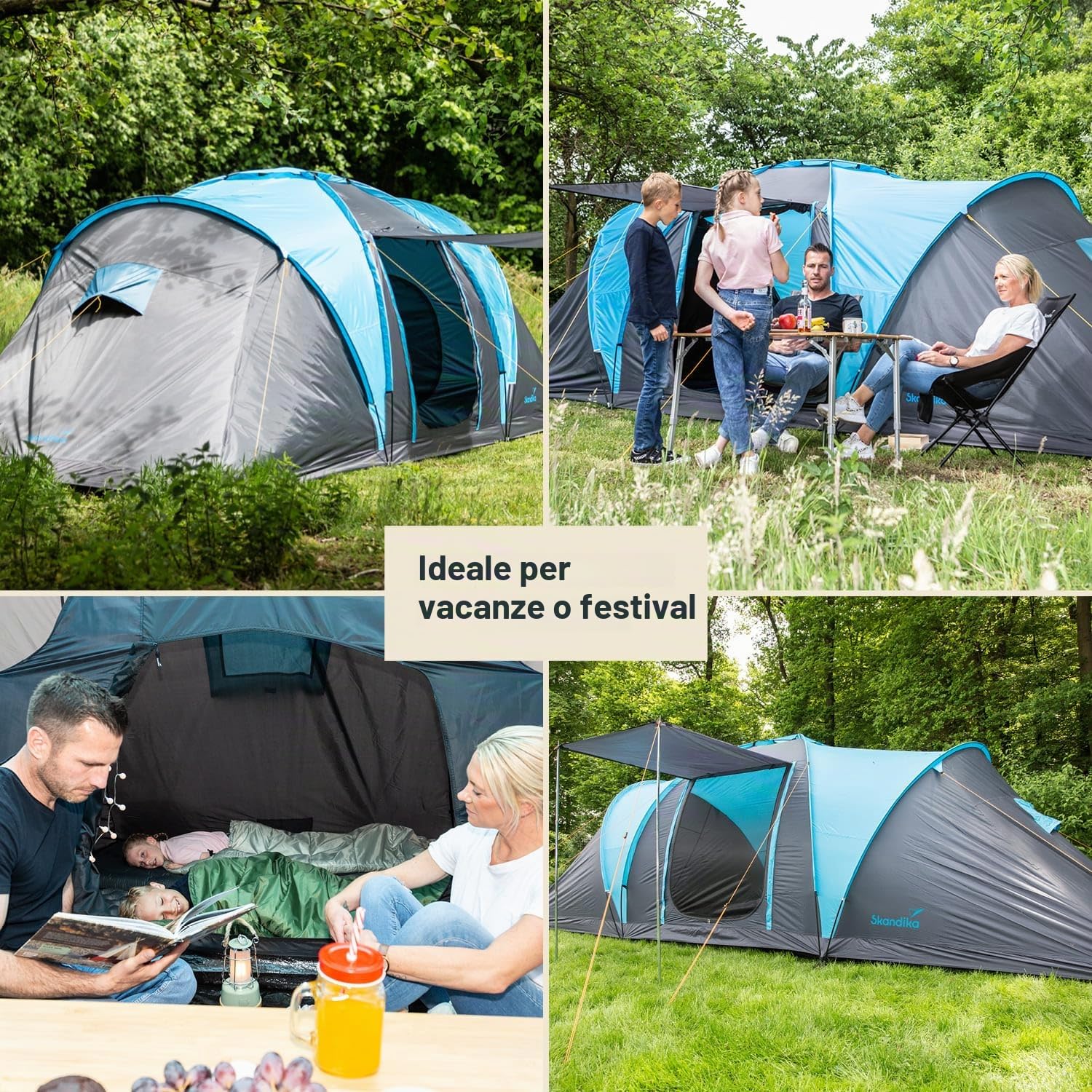 Skandika Hammerfest 6 persone - Tenda de campeggio familiare - zanzariera - 2x cabine da letto