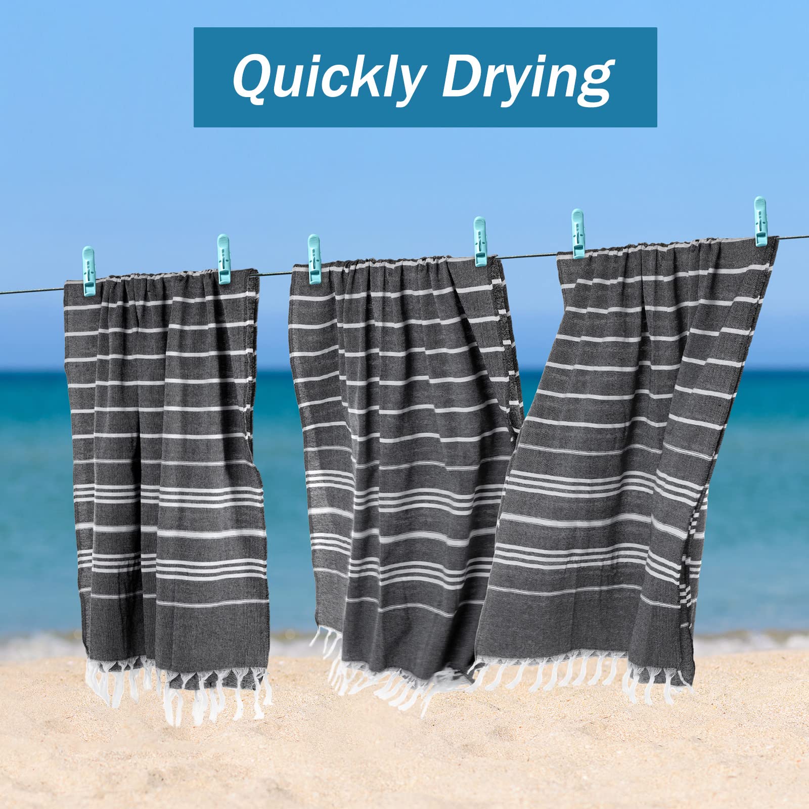 Newwiee 12 Pcs Turkish Beach Towels 71 x 35 Inch Oversized Turkish Cotton Bath Towel Stripe Peshtemal Travel Towels Quick Dry Sand Beach Towels Bulk with Tassels for Beach Travel Pool Camping