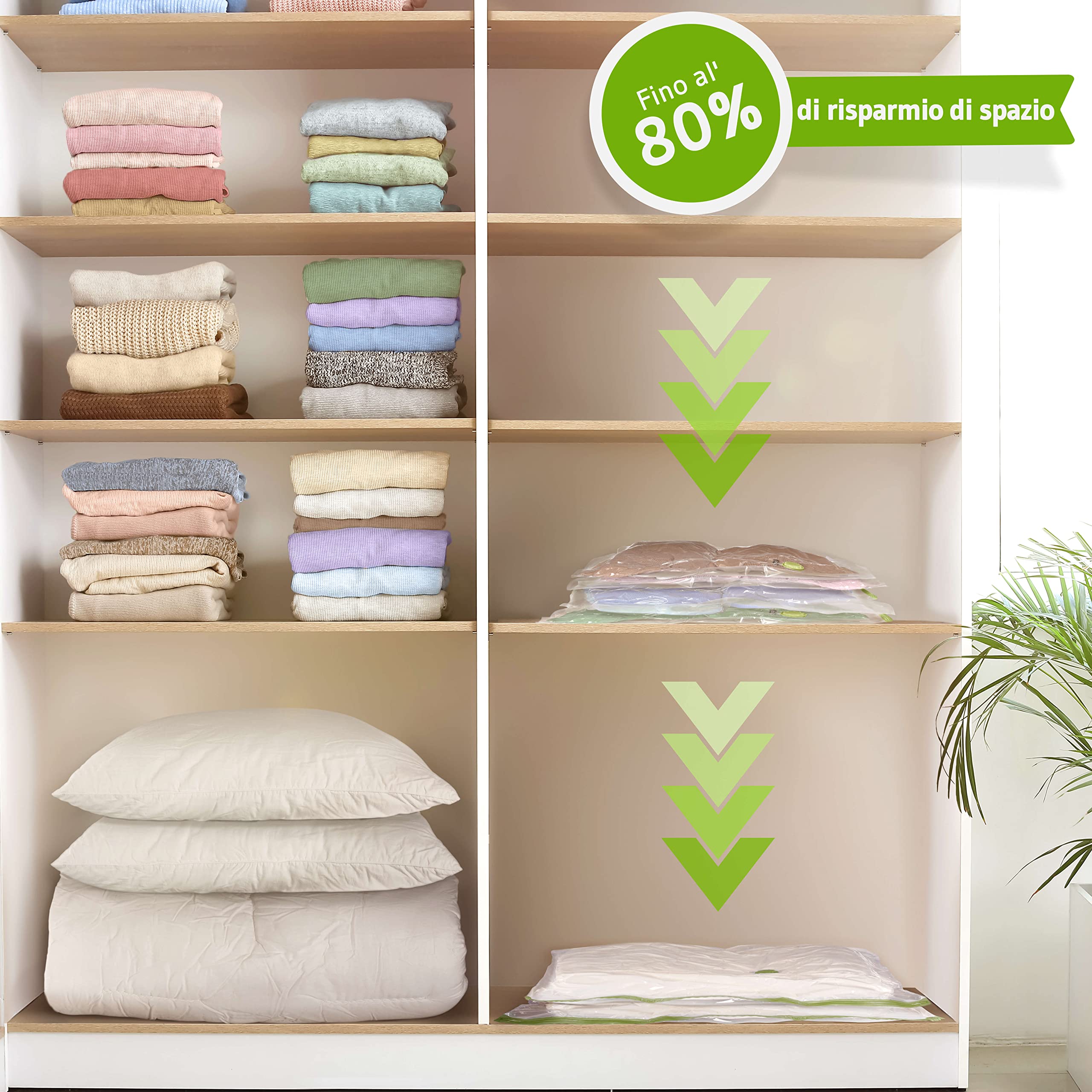 NORDIC® - Sacchetti sottovuoto vestiti - 6 pezzi XL (100x80cm) - senza BPA con etichette - sacchetti sottovuoto riutilizzabili - buste sottovuoto vestiti - sacchi sottovuoto piumoni